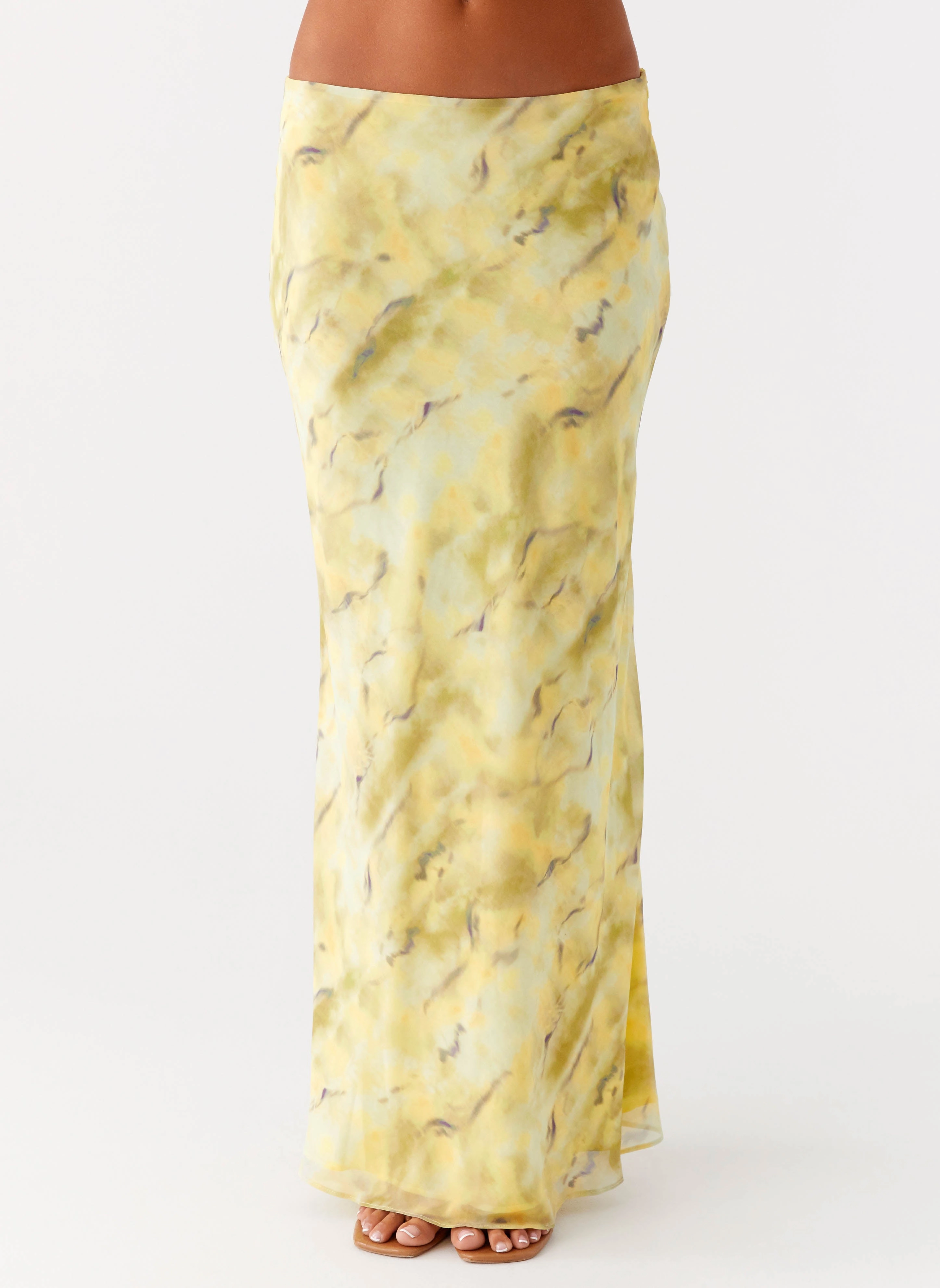 Eco Friendly Dye All Occasion Kylo Low Rise Maxi Skirt - Yellow Tie Dye