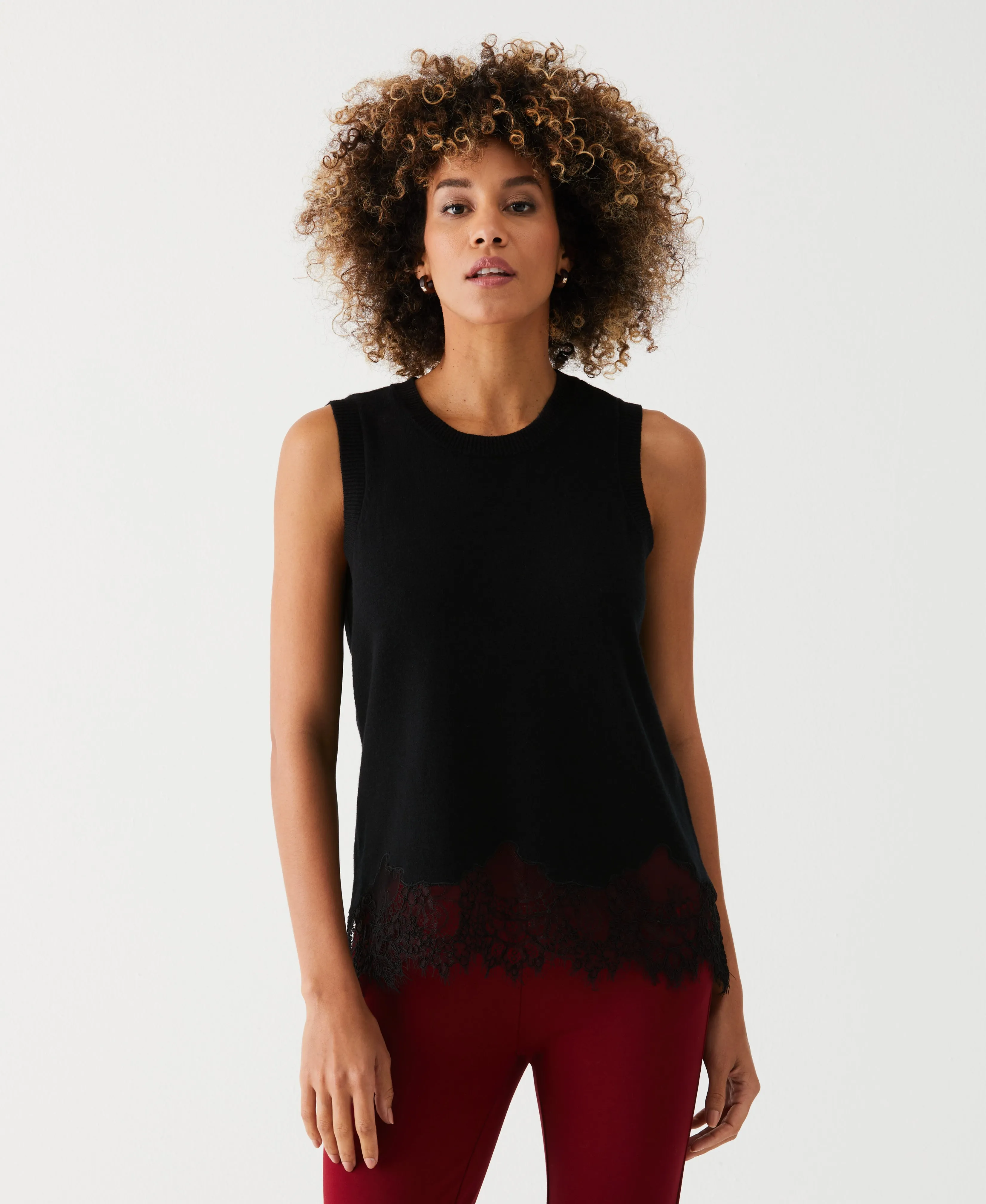 Minimalist Detailing Lace Trim Shell