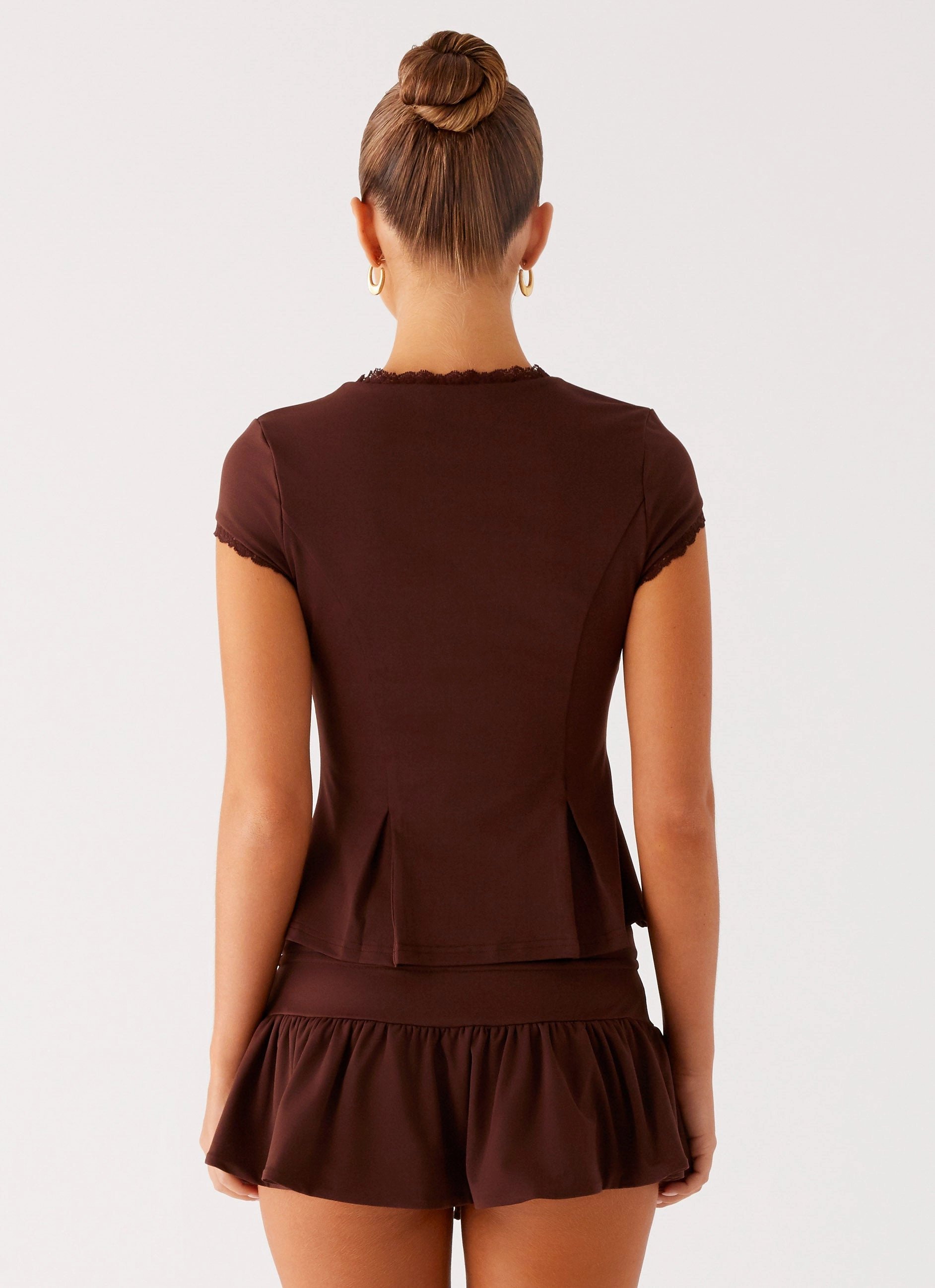 Landon Button Up Top - Chocolate Placket Detailing Lightweight Design