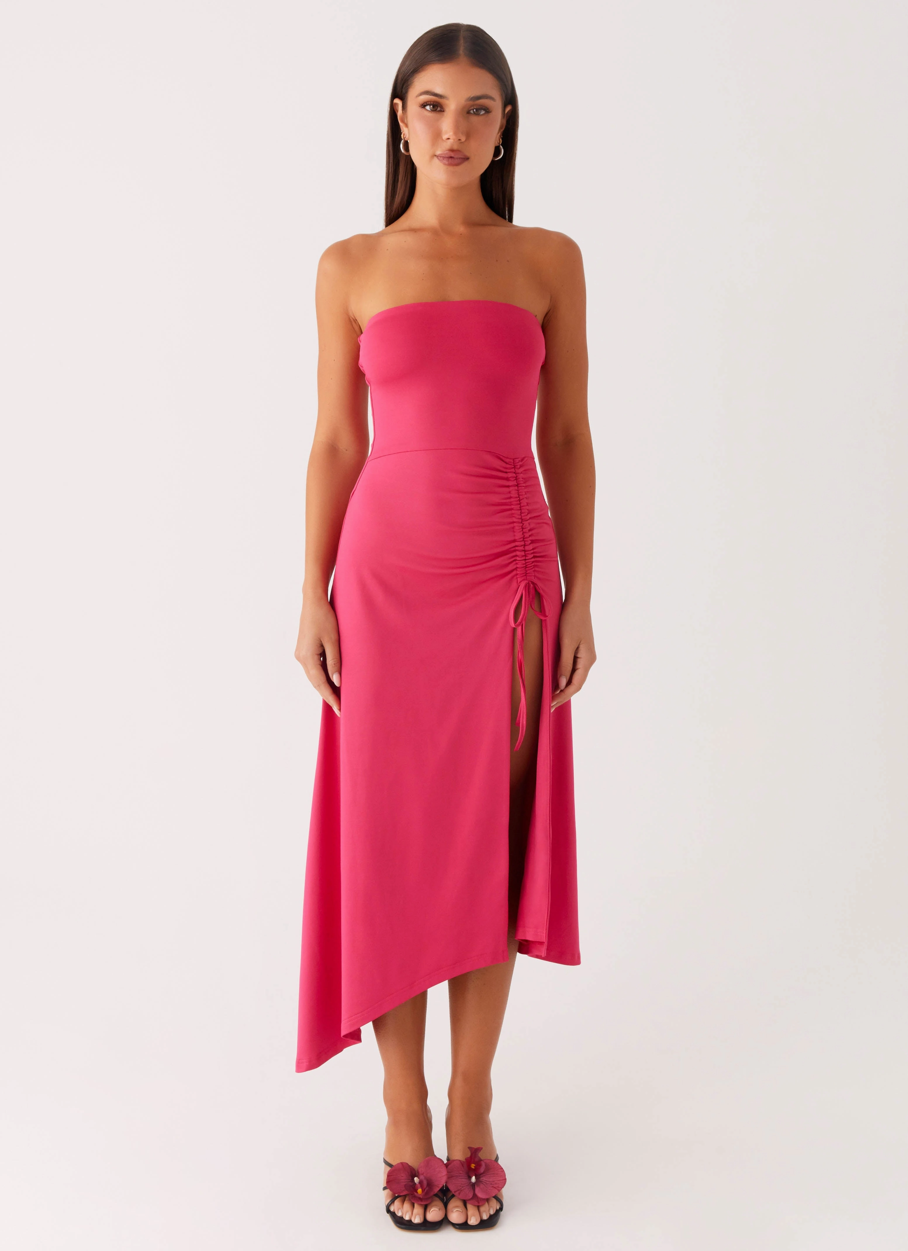 Casual Silhouette All weather Laoise Midi Dress - Hot Pink