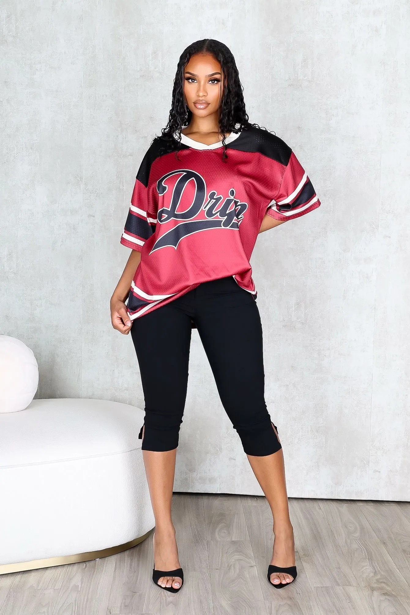 Drip Oversized Football Jersey Top Classic Polo