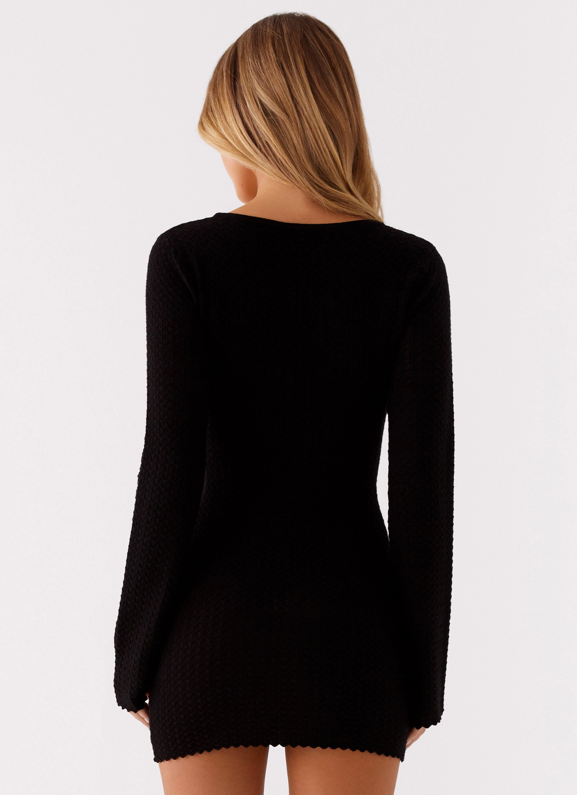 Lavelle Knit Mini Dress - Black Wrap style Designer Label