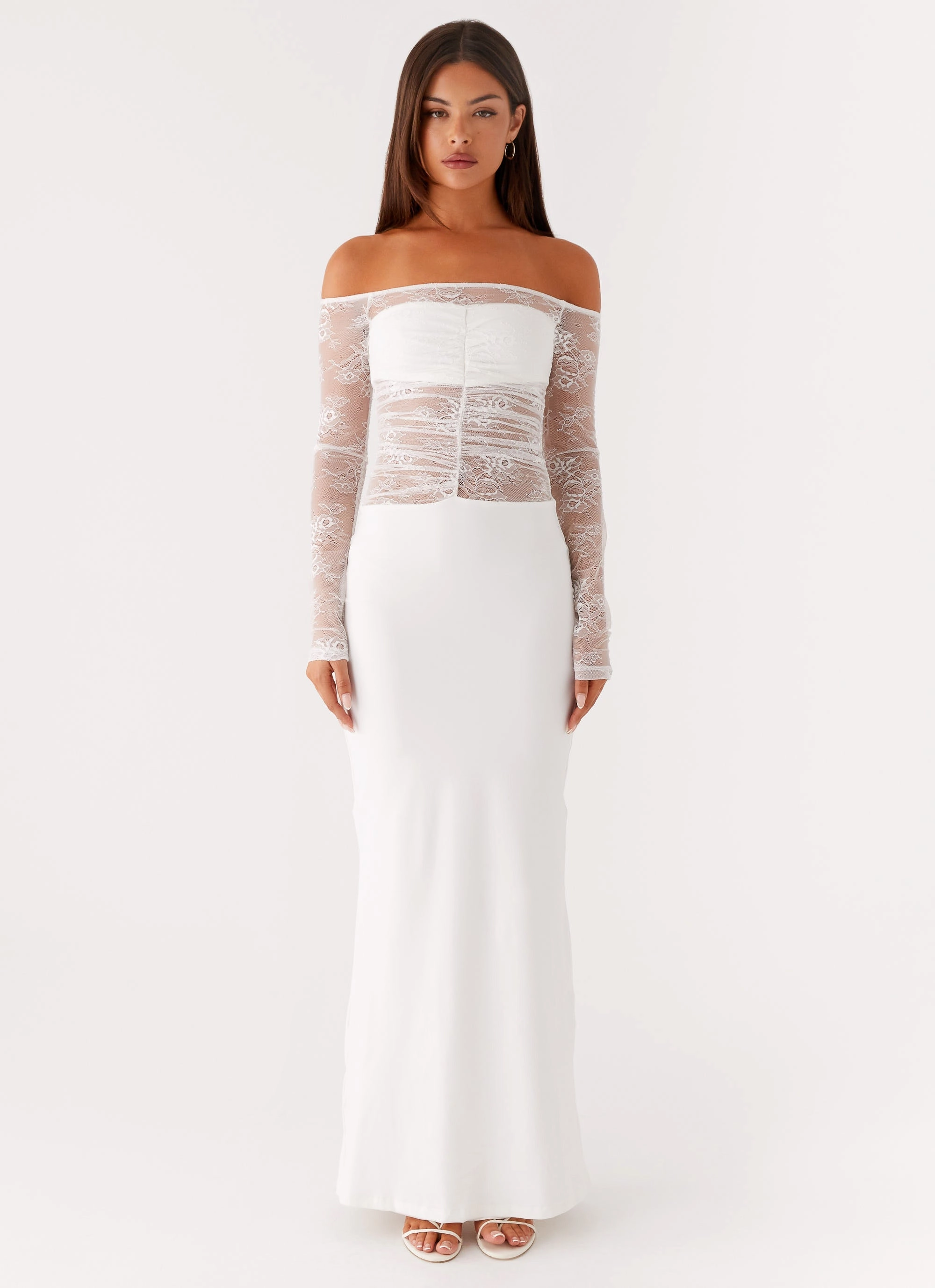 Avi Maxi Dress - White Light Flow Balloon-Sleeve