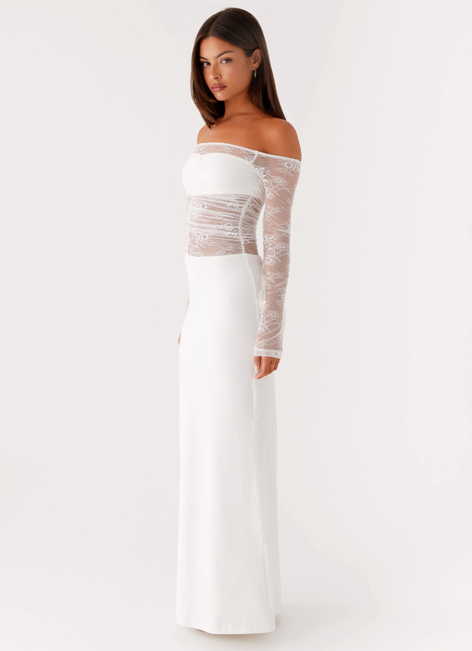 Lace Soft Sleek Feel Avi Maxi Dress - White