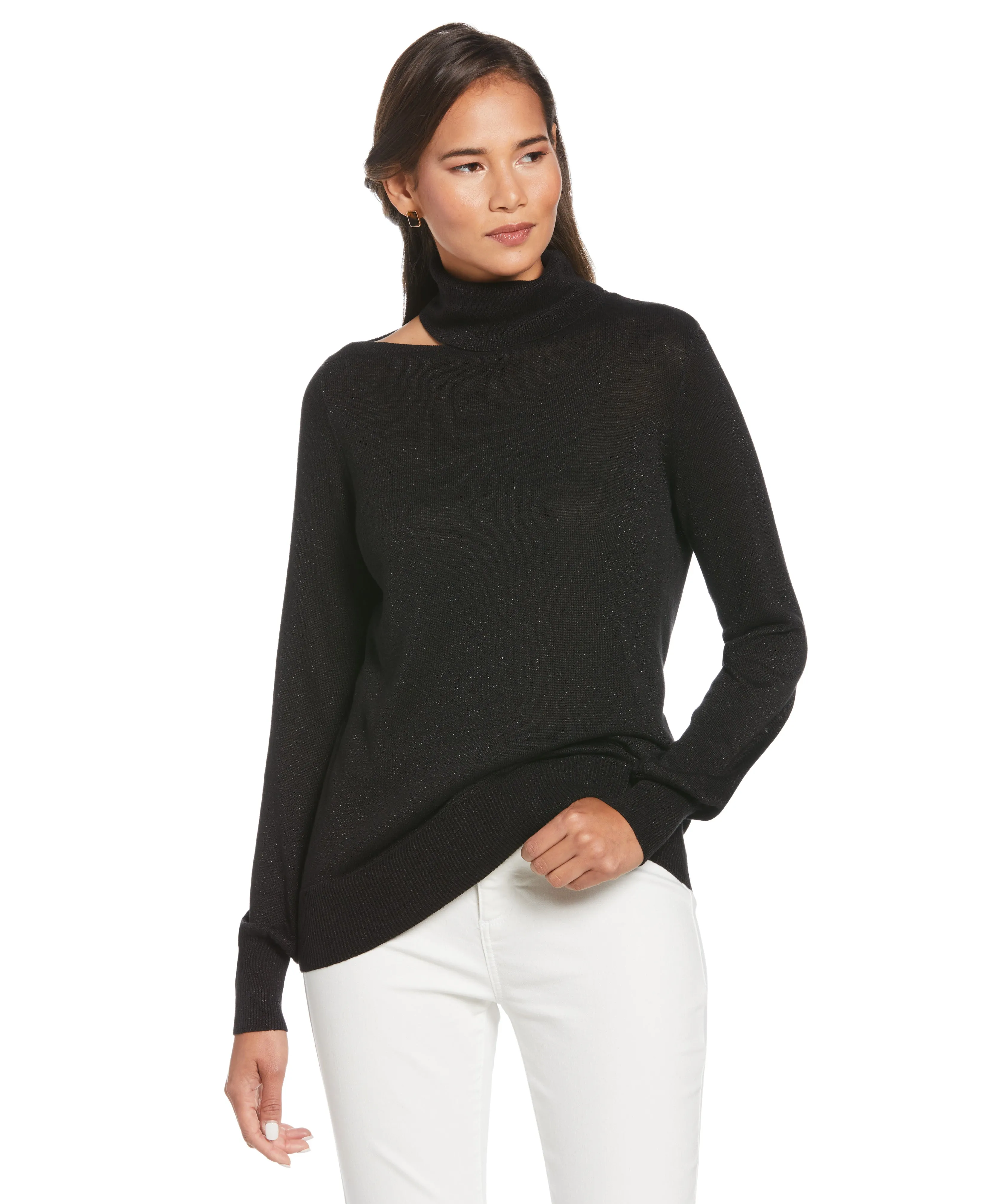 Anti Pill Surface Rib Trim Cut Out Sweater