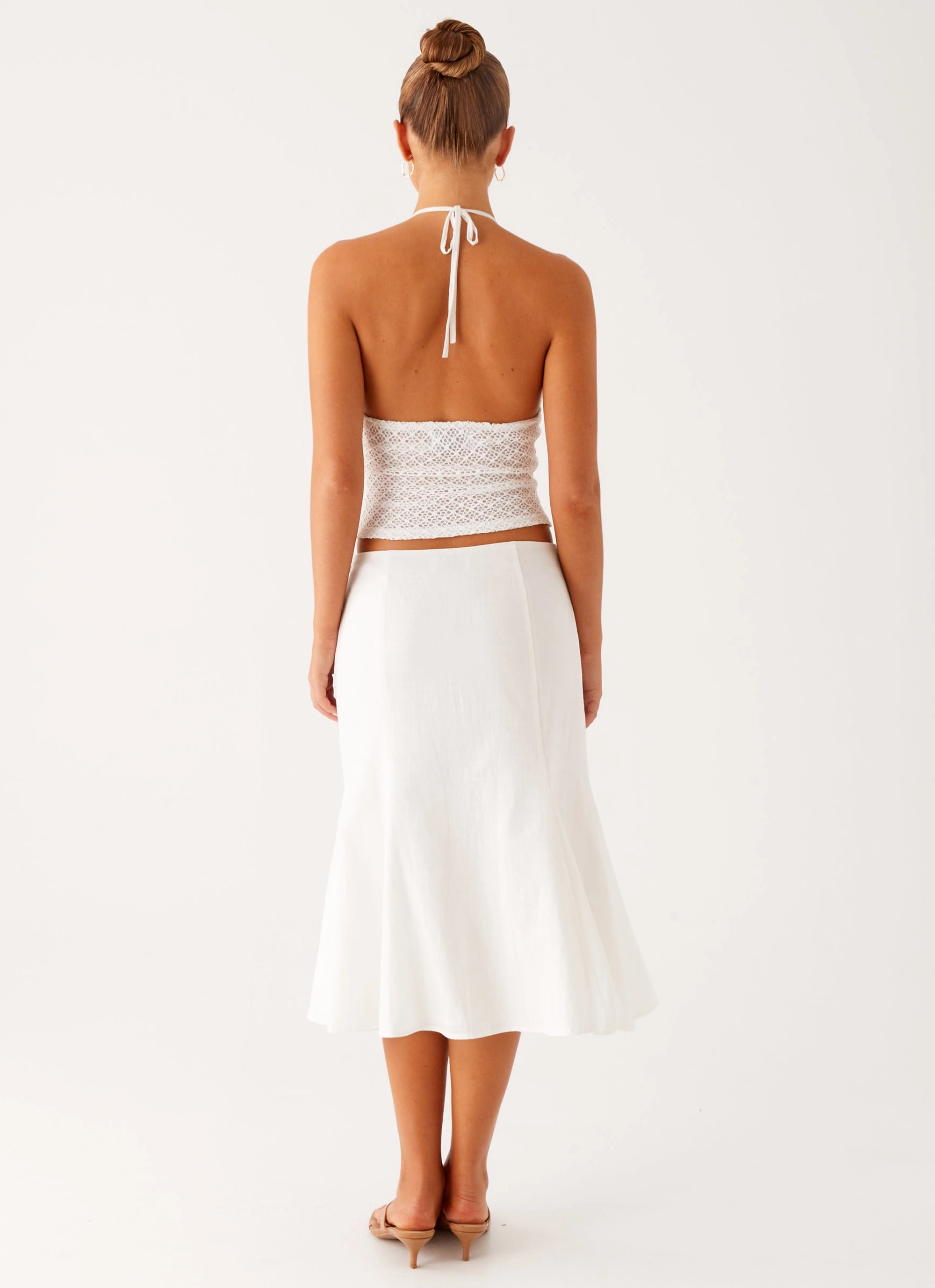 Olive Midi Skirt - Ivory Silicone Grip Trim