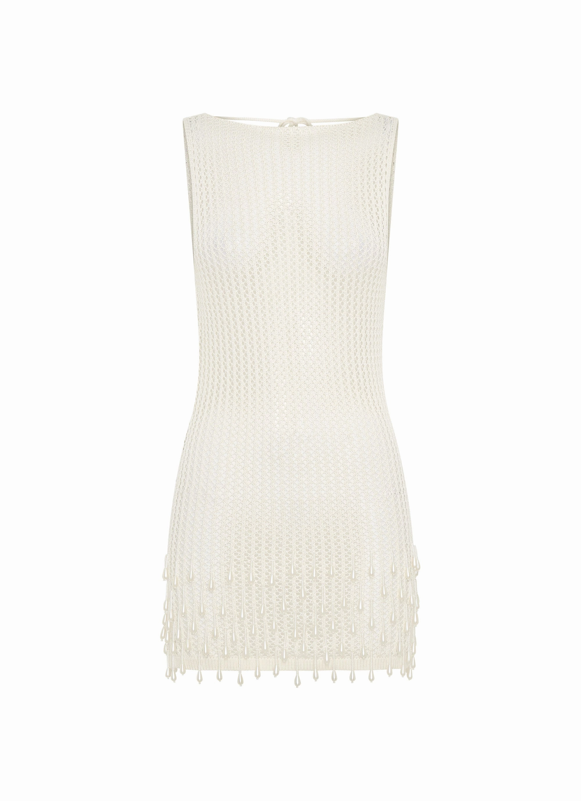Luxury Trim Miracle Beaded Crochet Mini Dress - Ivory