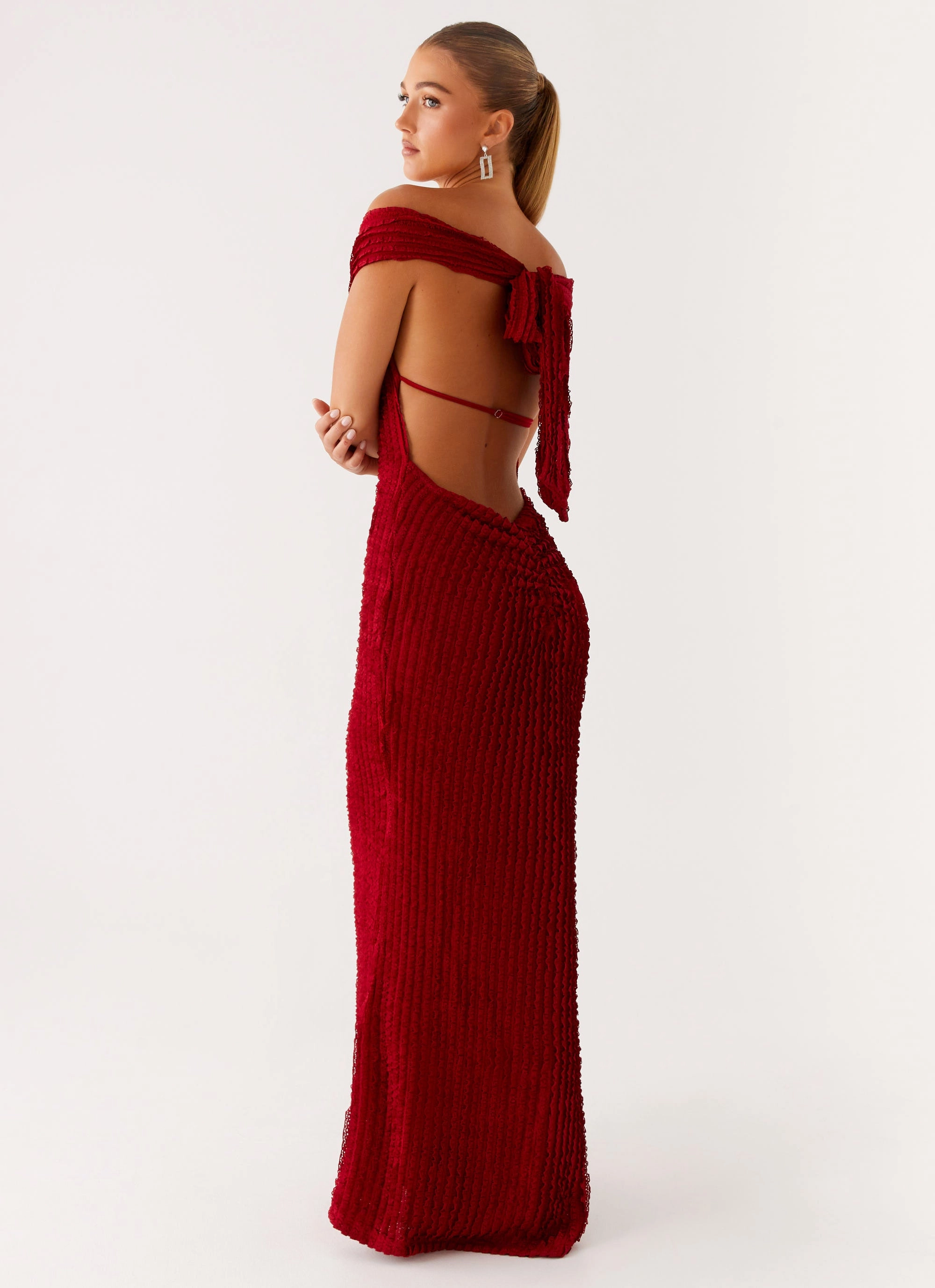 Chantelle Maxi Dress - Red Chic formal attire Side-Slit