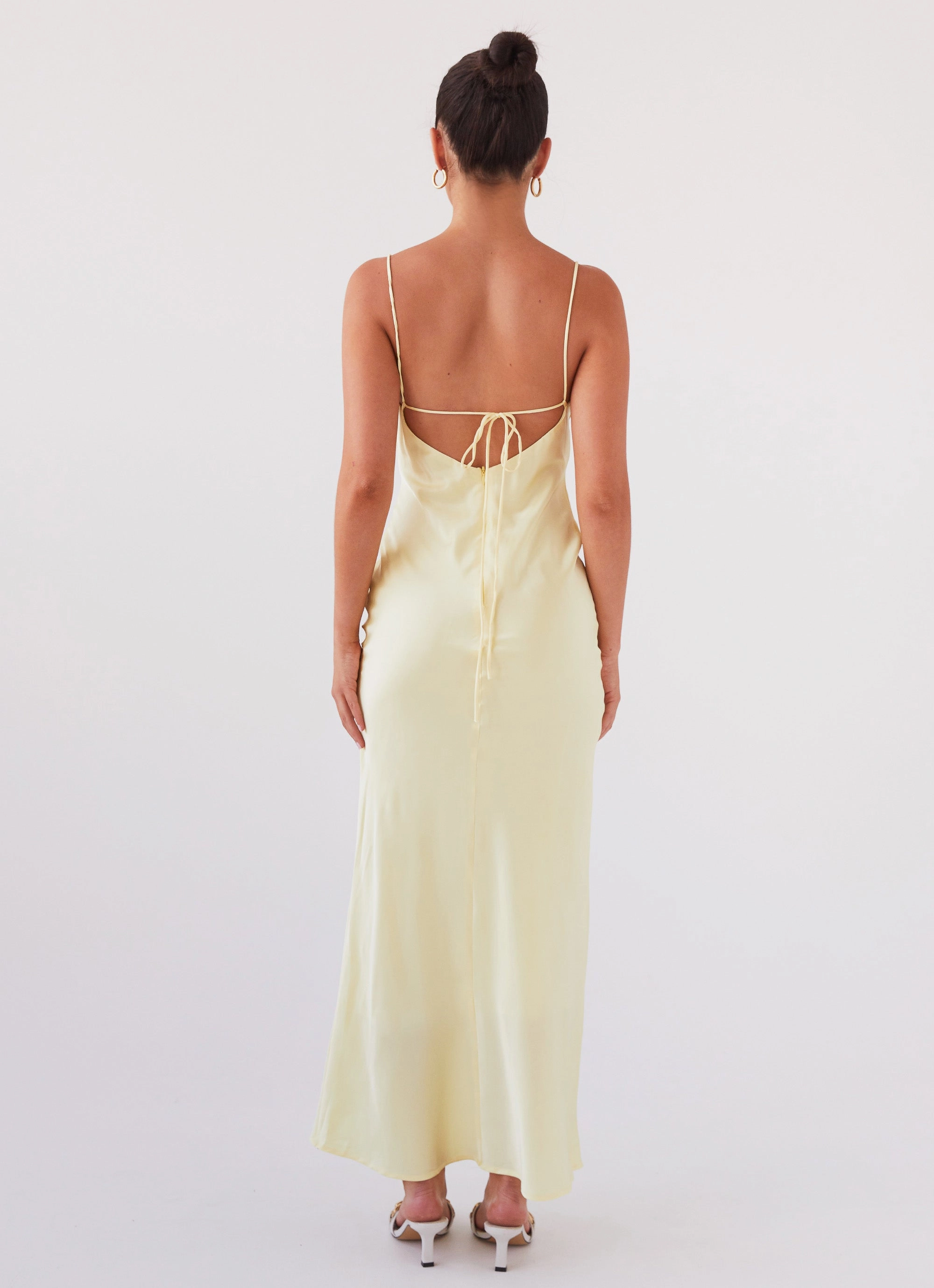 QuickReleaseClasp Joanna Satin Maxi Dress - Lemon