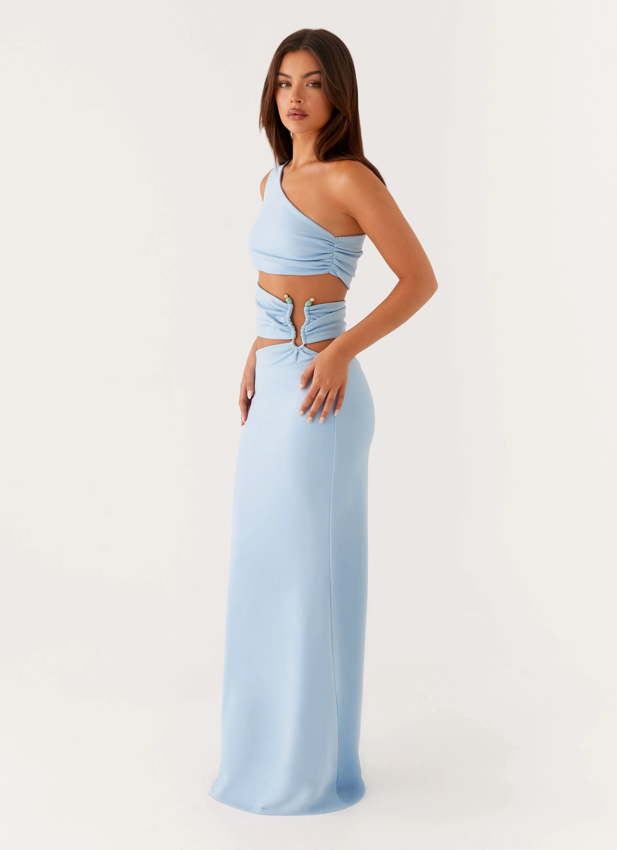 Gentle Motion Cap-Sleeve Laylani Cut Out Maxi Dress - Blue