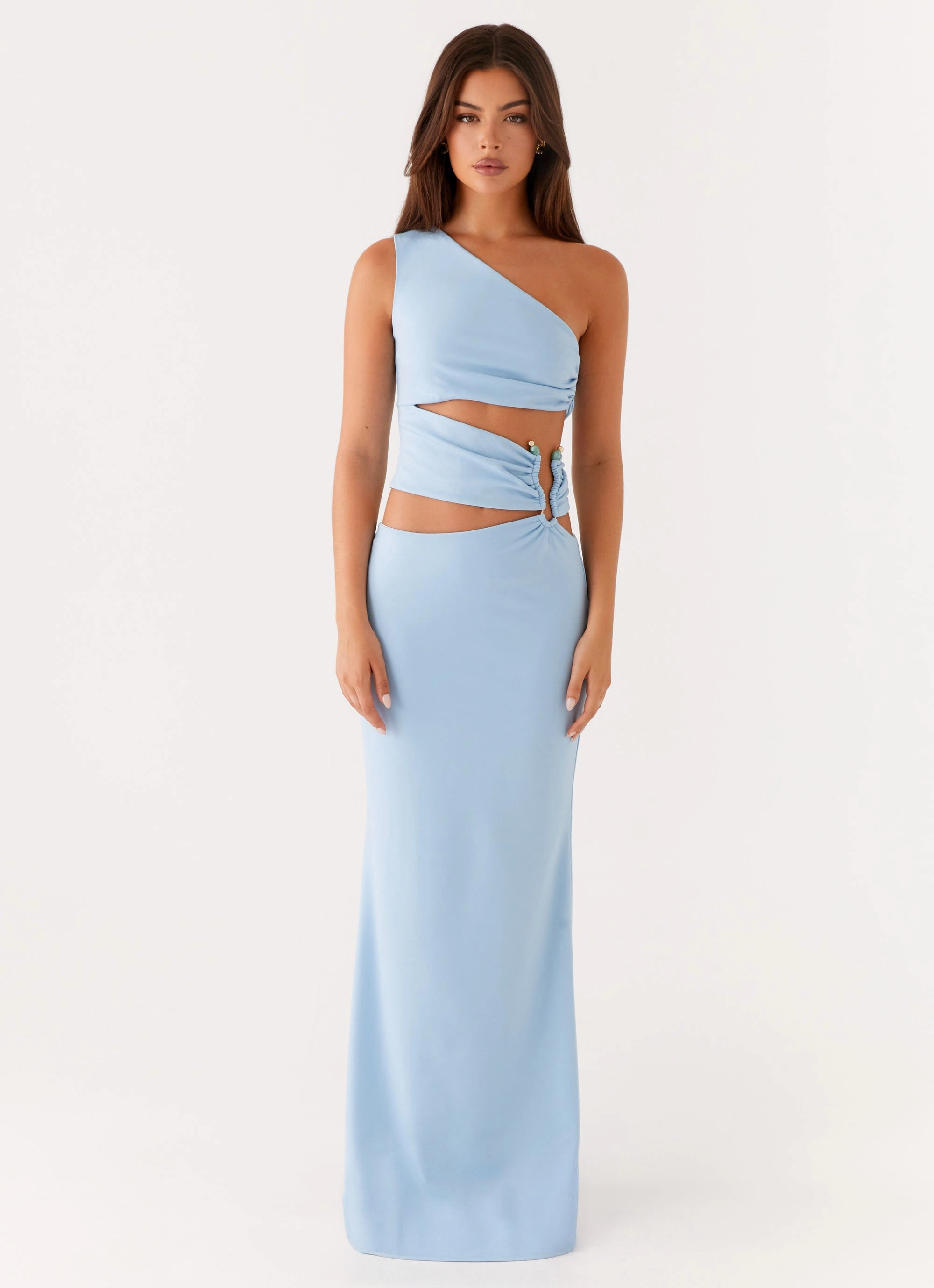 Laylani Cut Out Maxi Dress - Blue Fall Piece