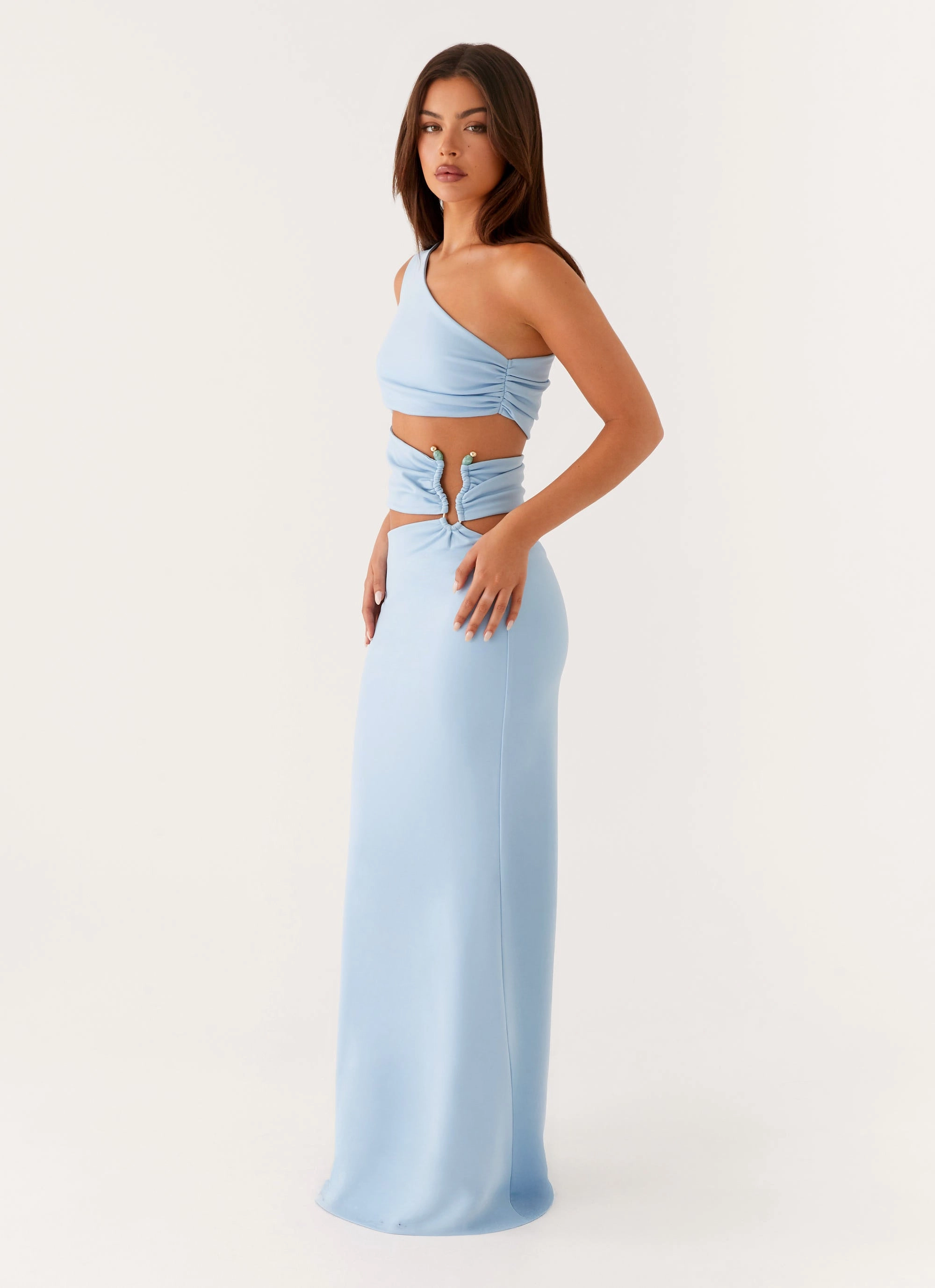 Laylani Cut Out Maxi Dress - Blue Trendy midi dress