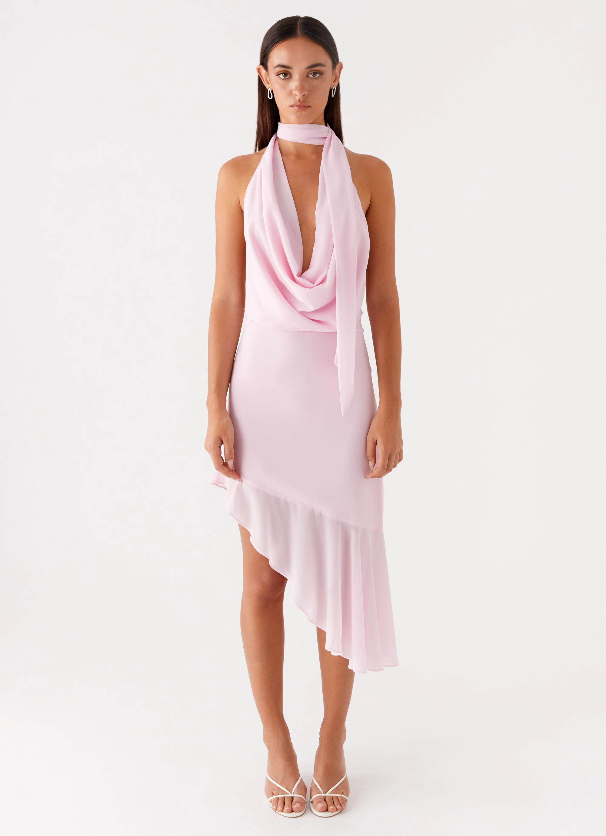 Layna Scarf Midi Dress - Pink Thermal-Lined