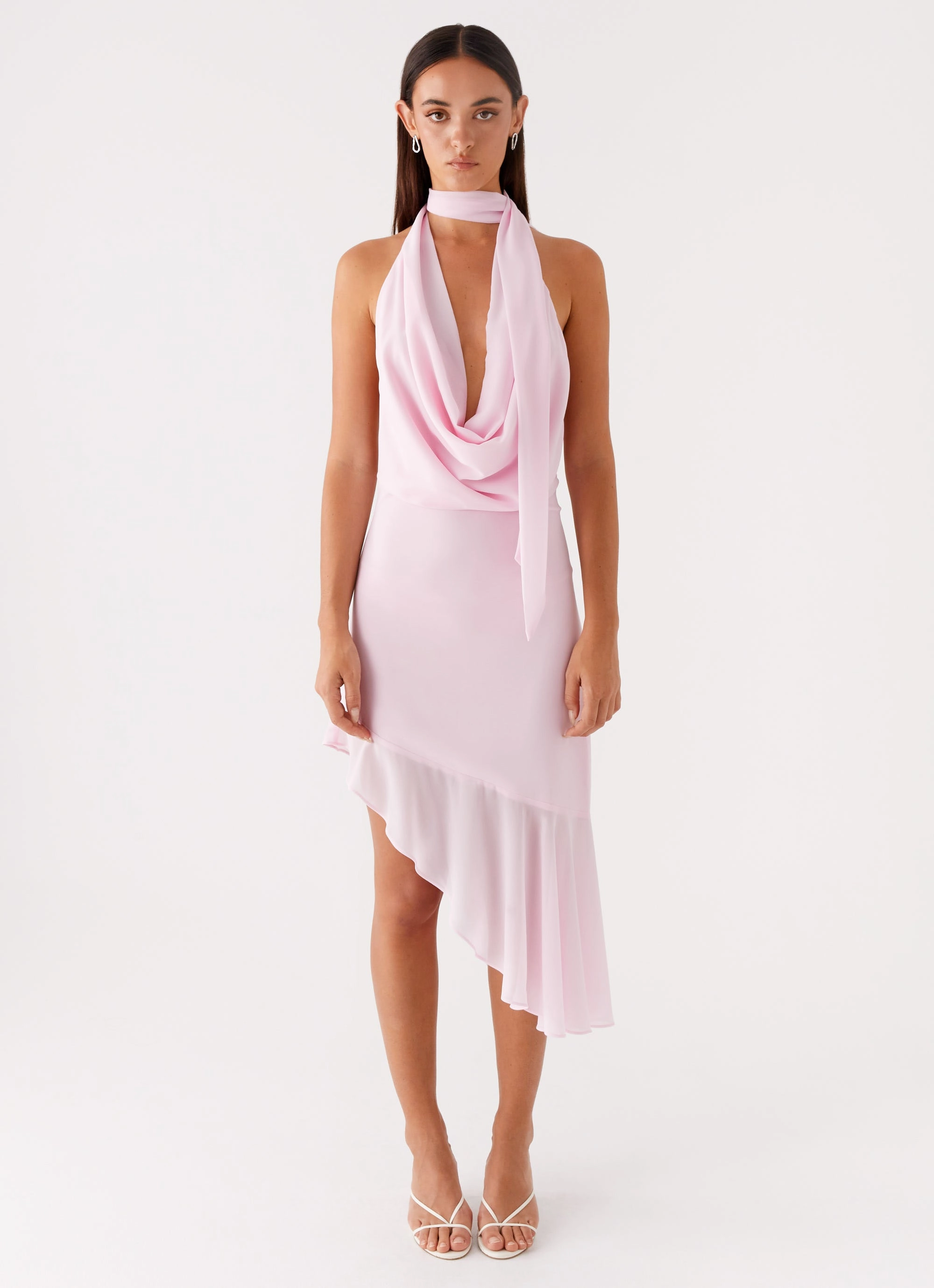Layna Scarf Midi Dress - Pink Mid Season