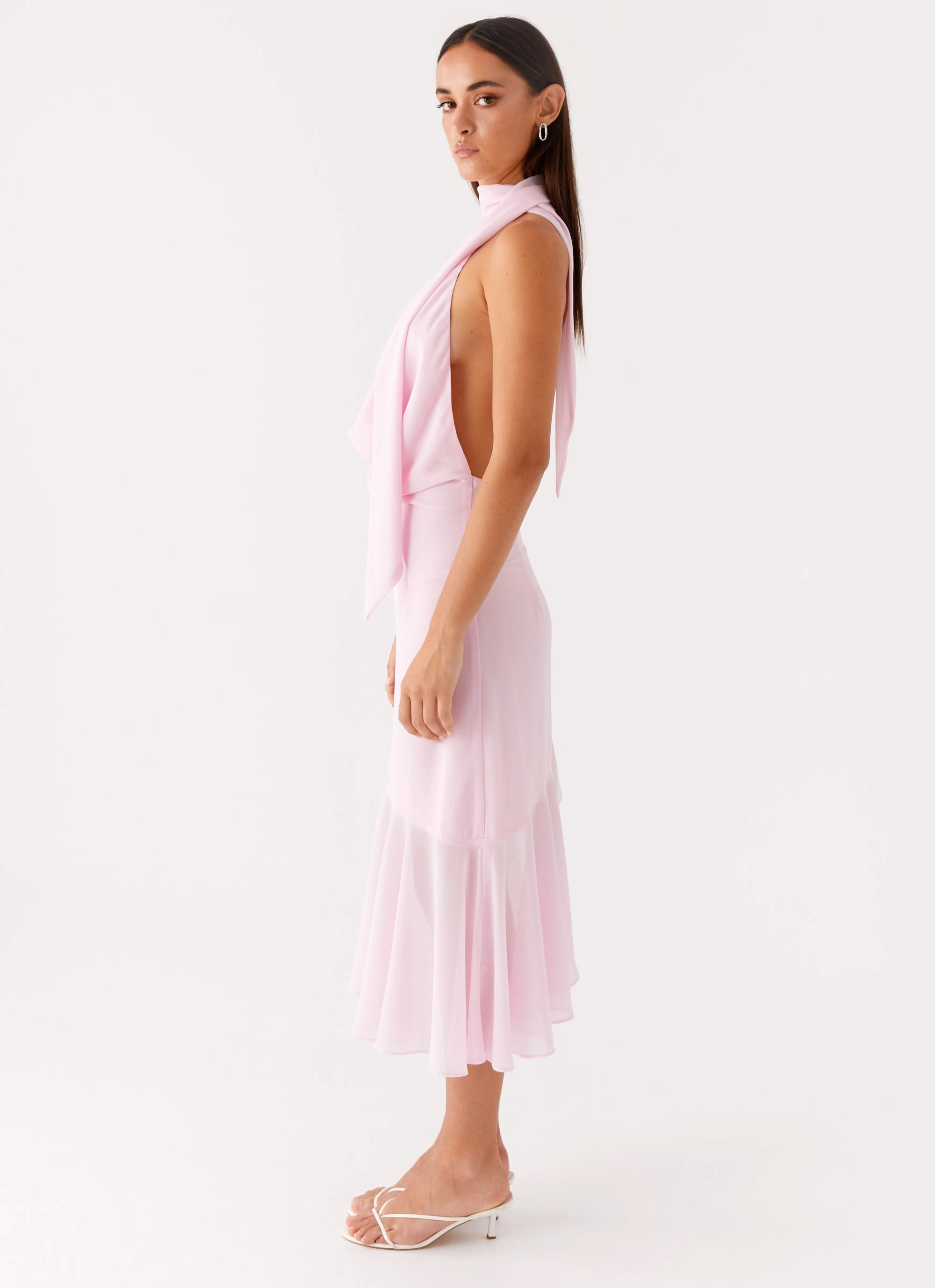 Layna Scarf Midi Dress - Pink Casual Mode