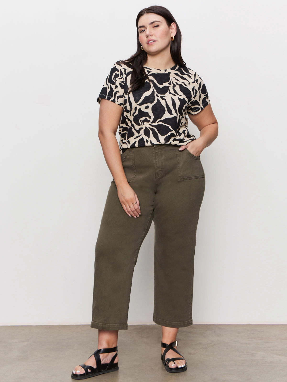 League Crop Jeans Fatigue Extended Sizing Convertible Collar