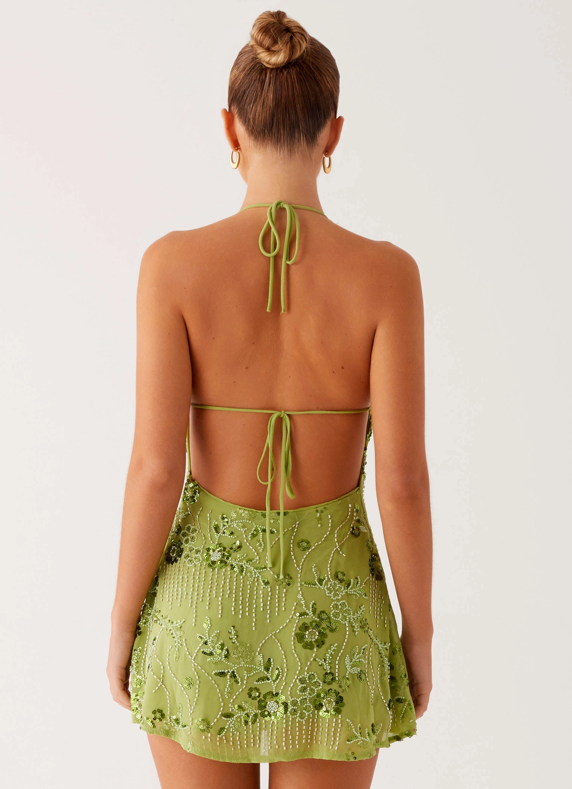 Leo Beaded Mini Dress - Green Media Feature