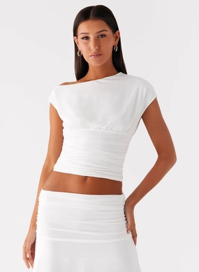 HoodedVersion Liana Asymmetrical Top - White