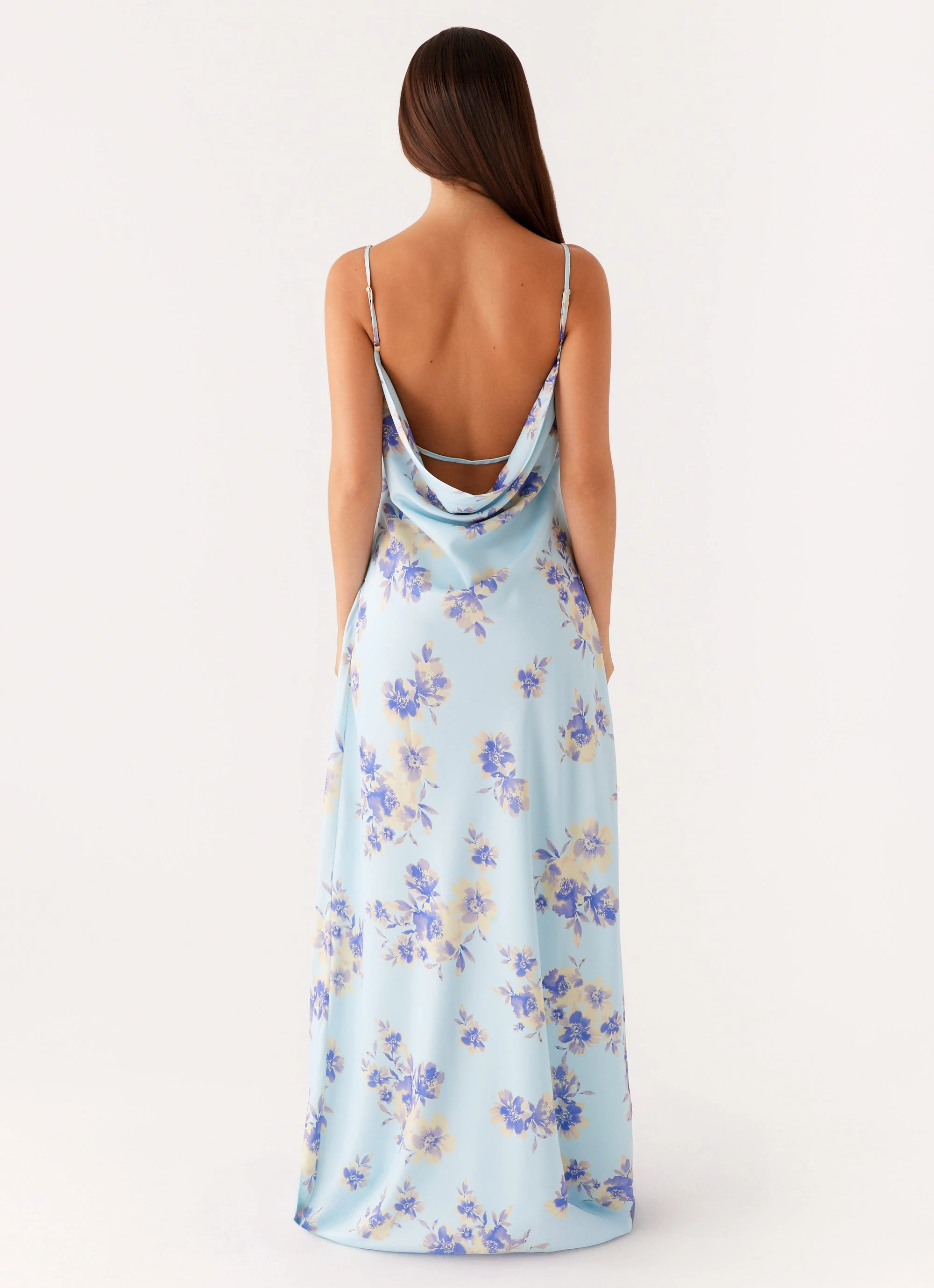 Side Ruching Liana Cowl Maxi Dress - Print