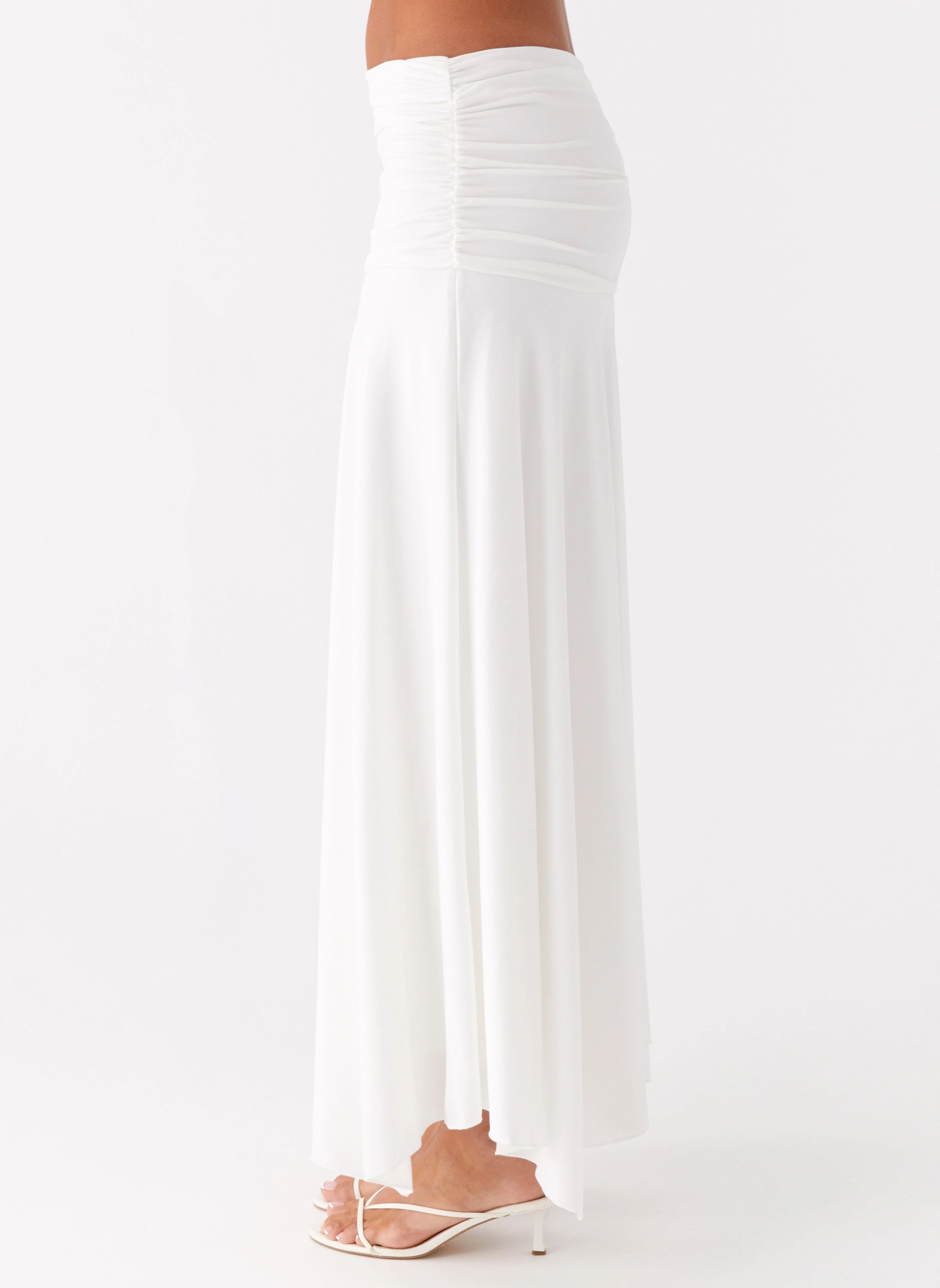 Quiet Style Fashion Fusion Liana Ruched Maxi Skirt - White