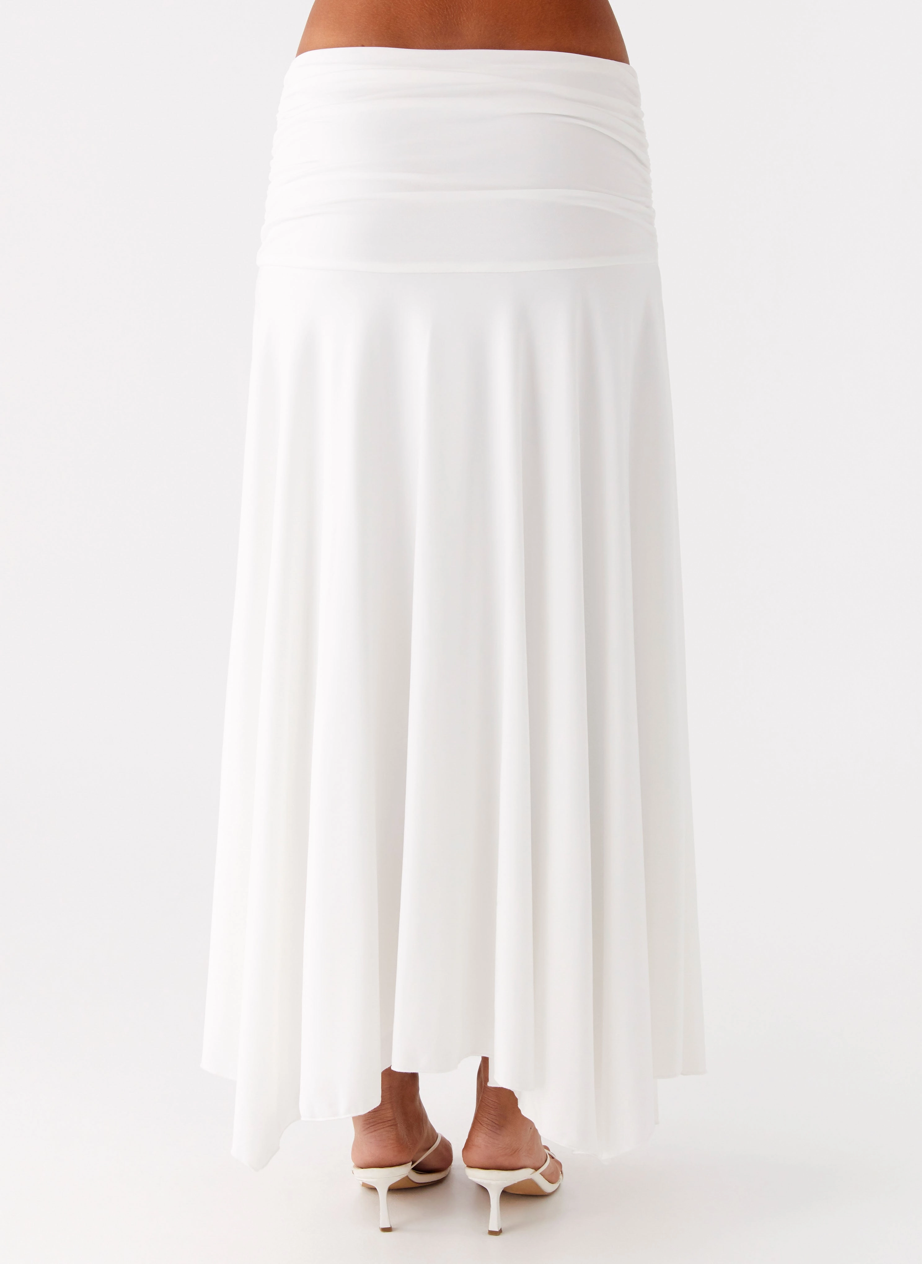 Airy Look Liana Ruched Maxi Skirt - White