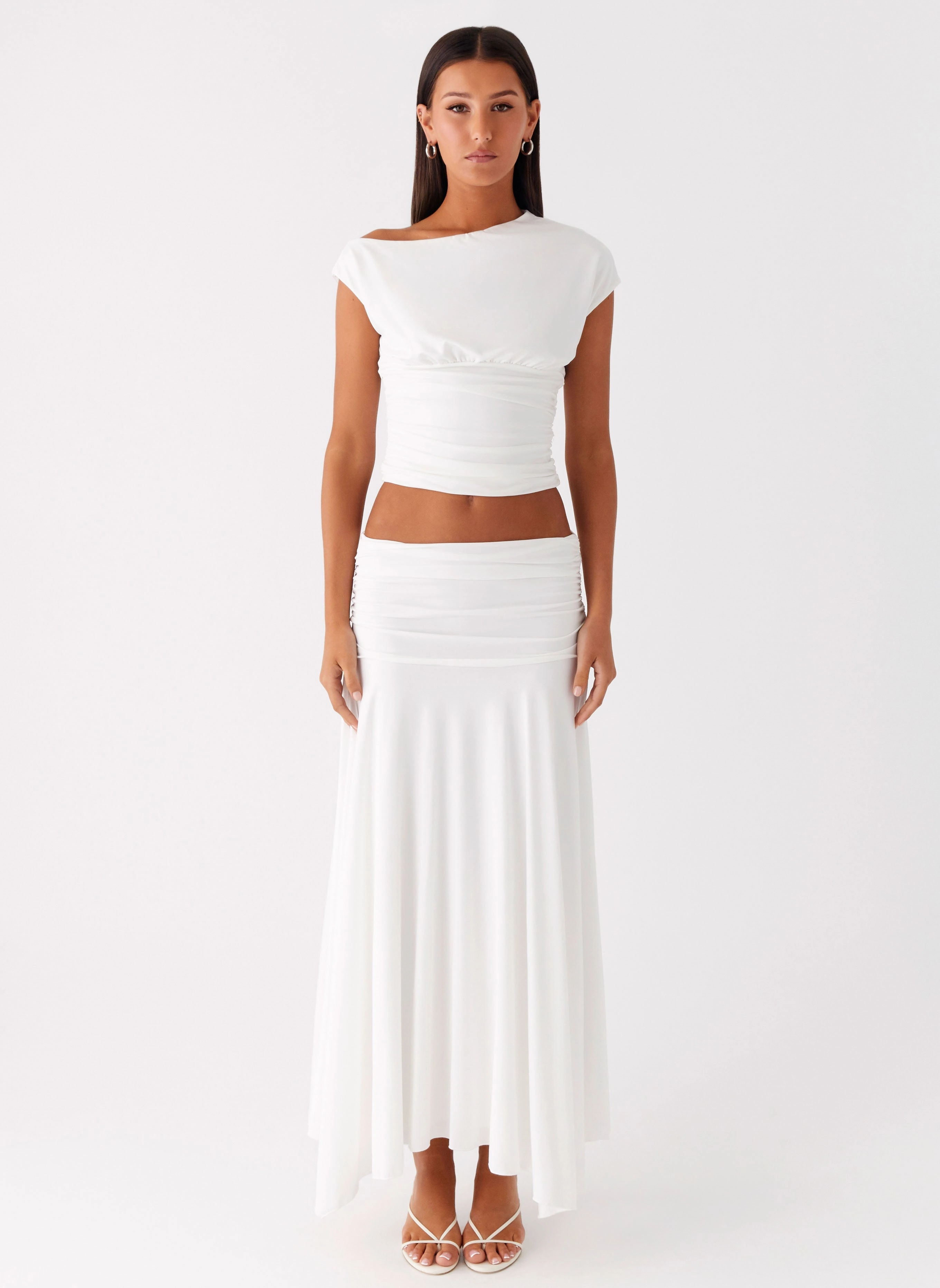 Urban Fit Liana Ruched Maxi Skirt - White