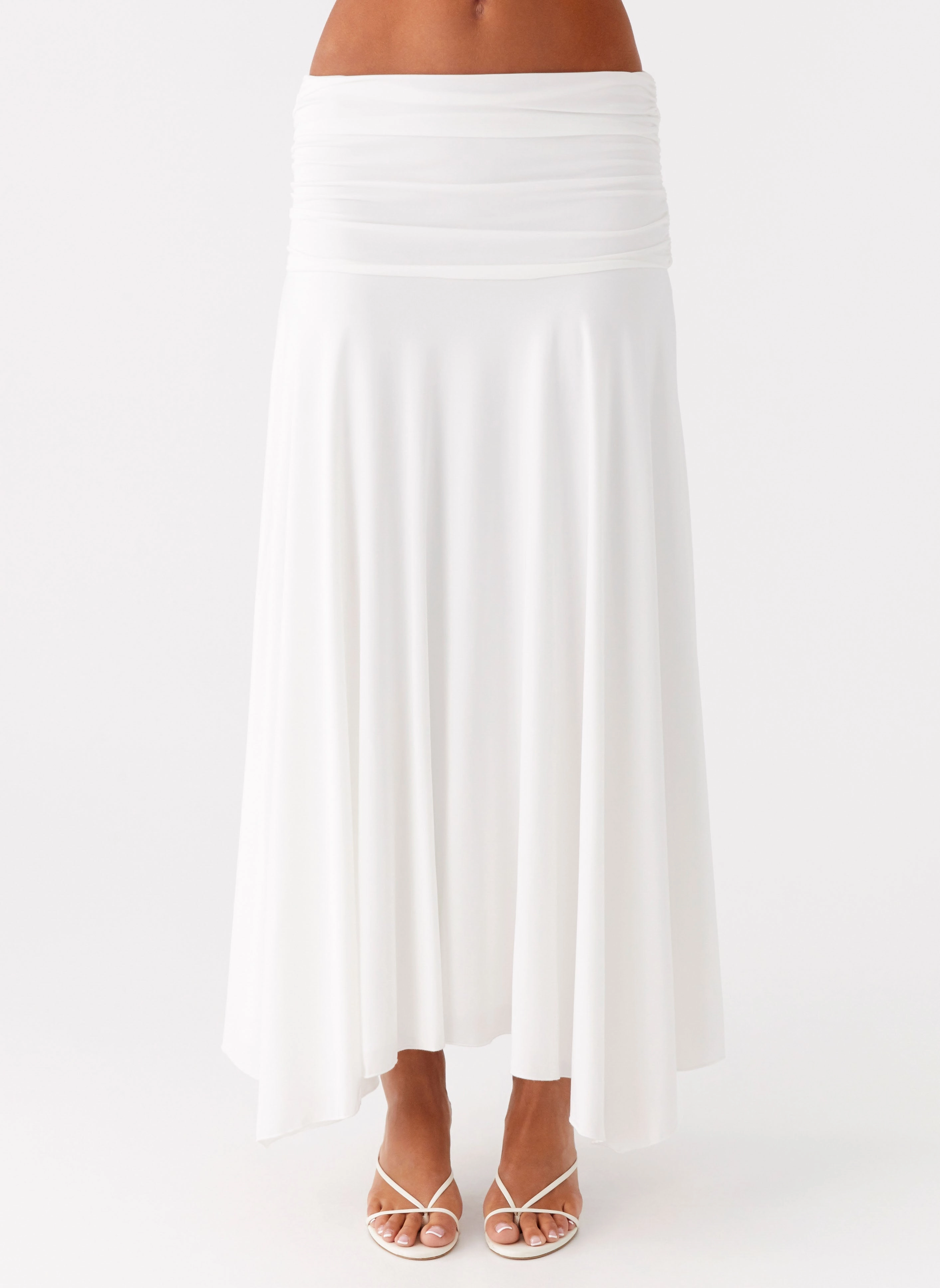 Opaque finish Liana Ruched Maxi Skirt - White