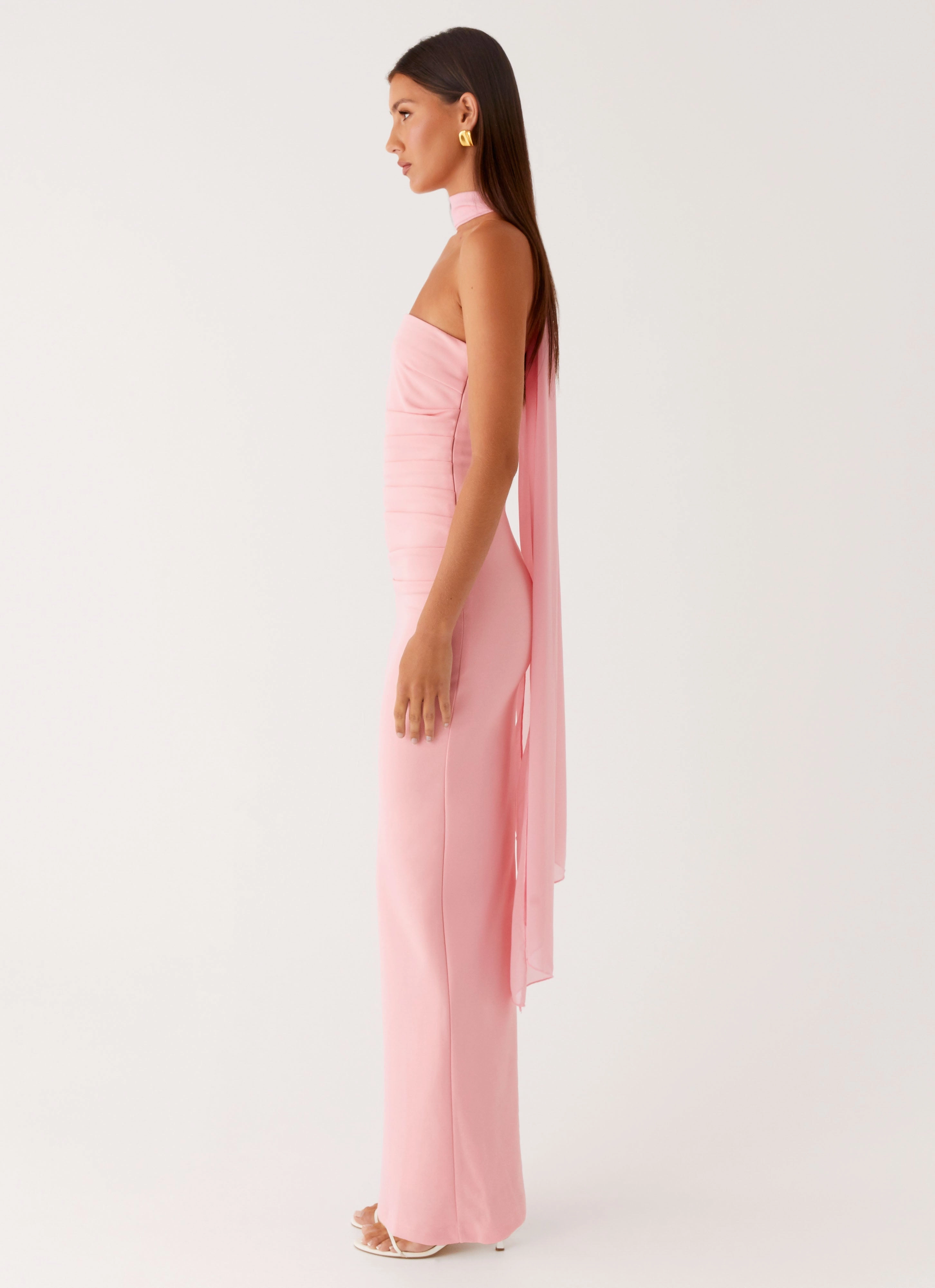 Chilly Weather Layer Wrinkle-Free-Finish Libra Maxi Dress - Pink