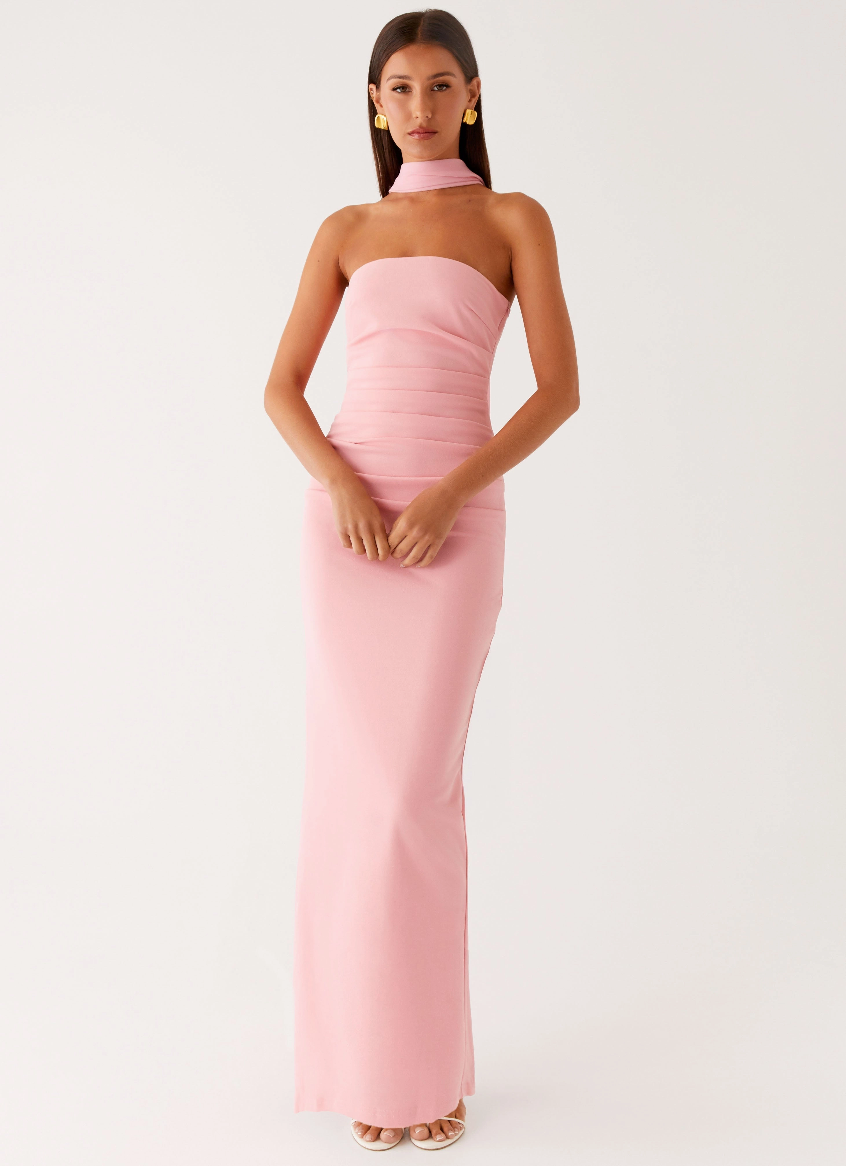 Libra Maxi Dress - Pink Smart Blend Elastic Fit