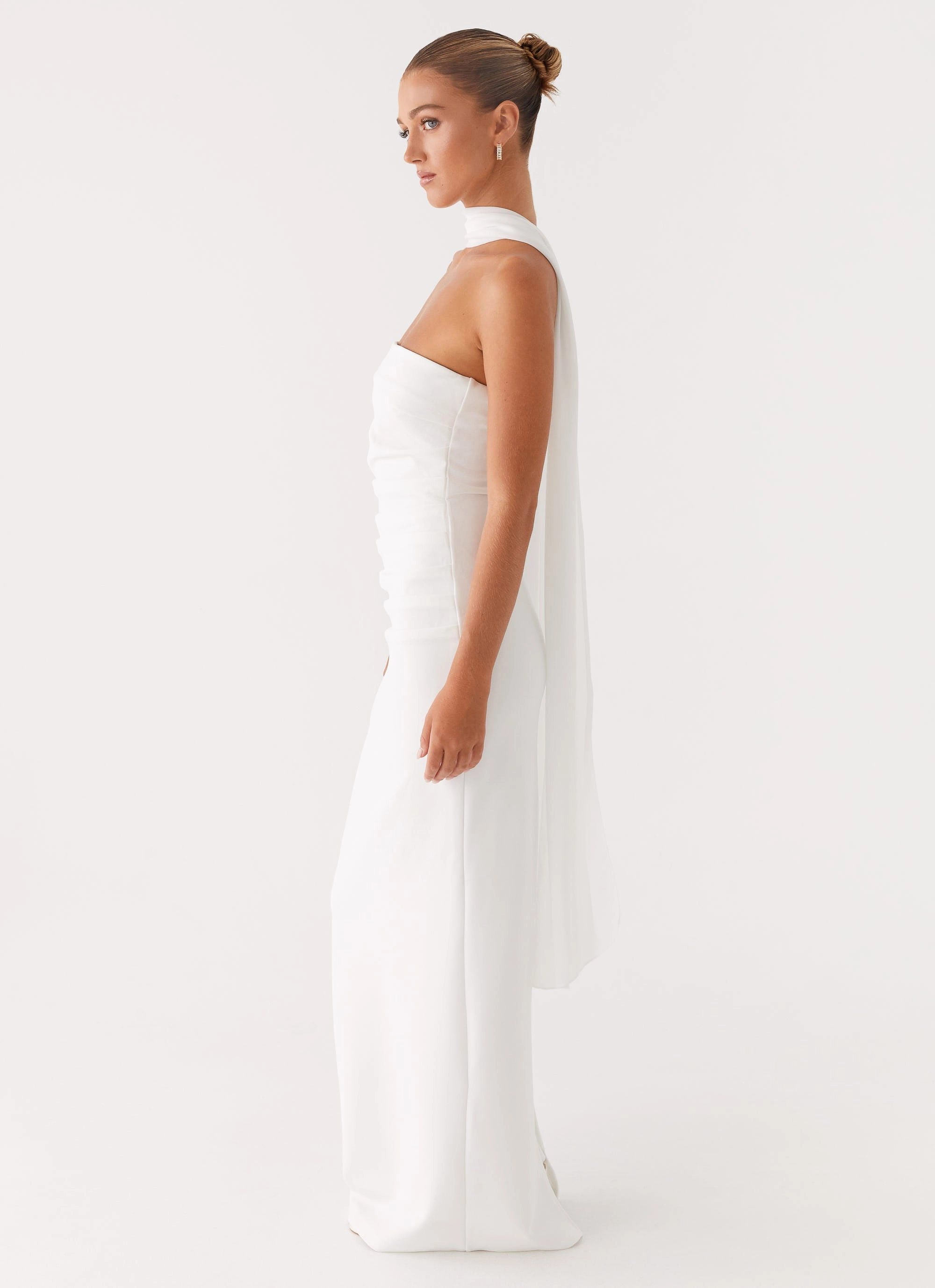 Layered-Look Libra Maxi Dress - White