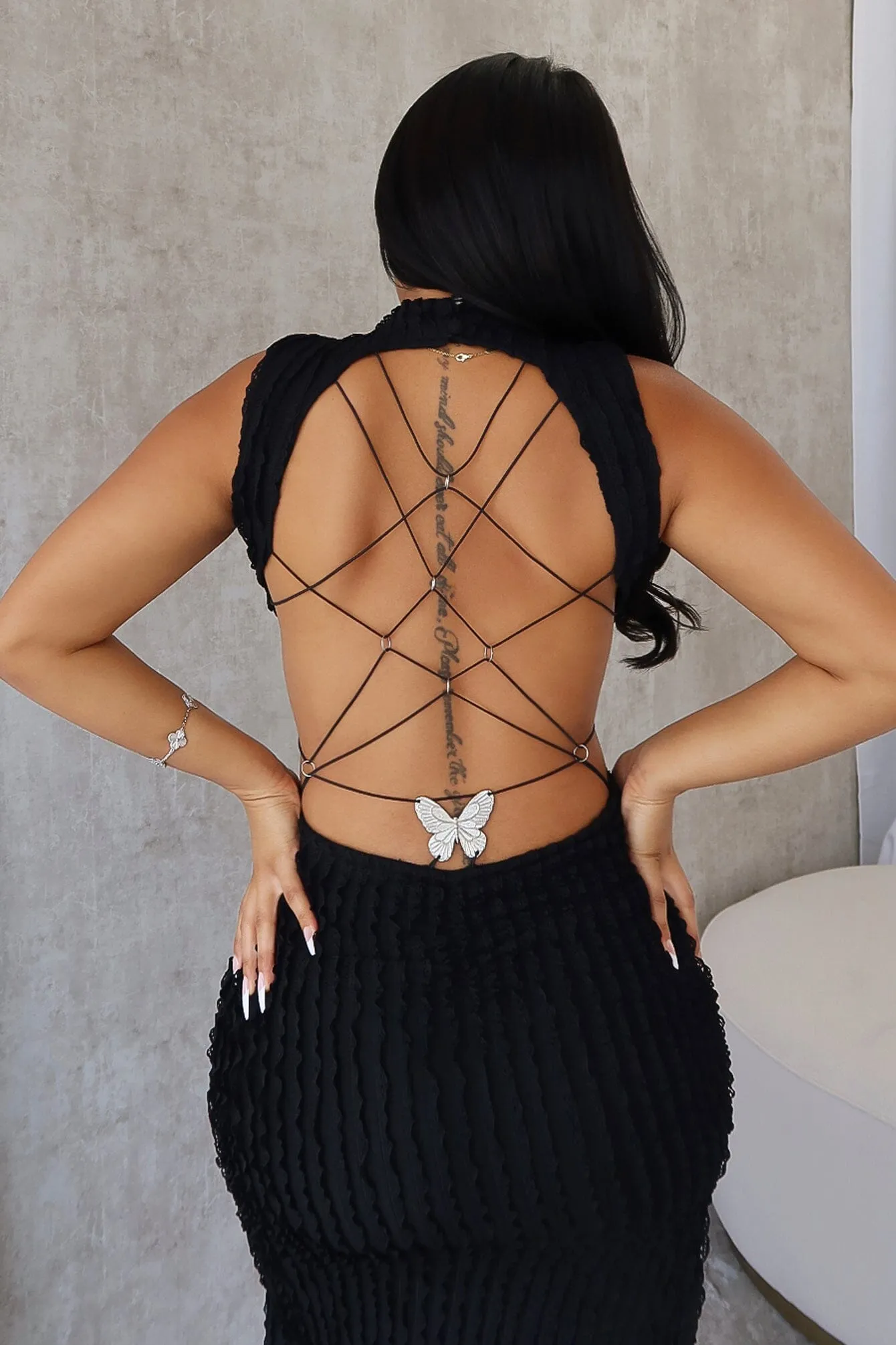 Butterfly Effect Open Back Maxi Dress Neutral Form