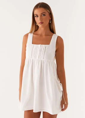 Ottoline Babydoll Mini Dress - White Refined Finish