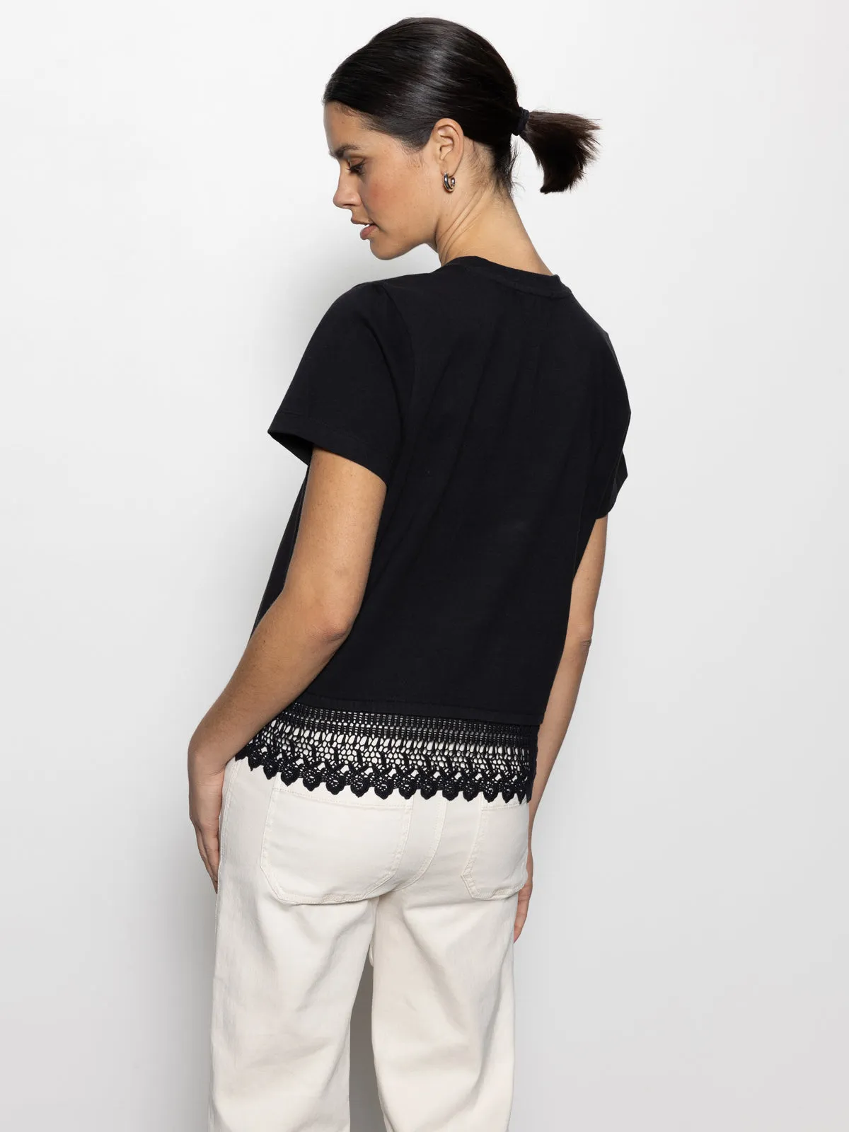 Overlock Edging TactileWeave Lace Remix Perfect Tee Black