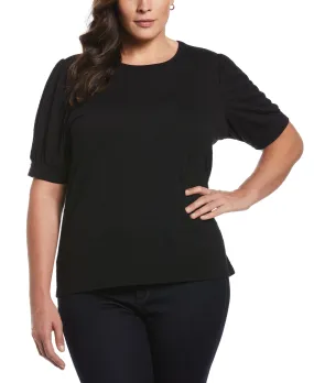 Comfortable clothing AllPurpose Design Plus Size Knit Puff Sleeve Top
