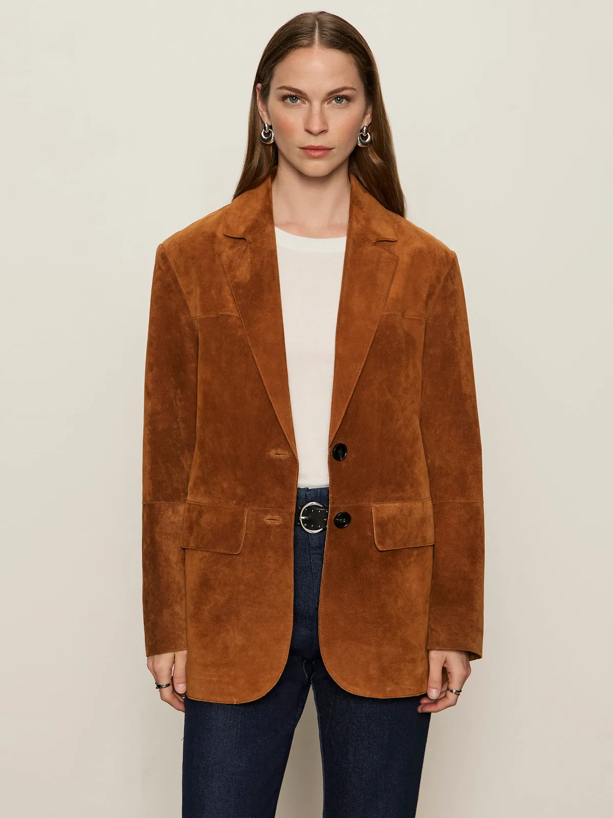 Modern Suede Blazer Bronze Hypoallergenic Fiber FrictionReducing