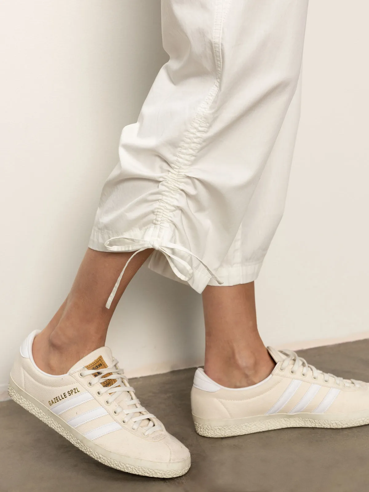Utility High Rise Capri Pant Bleached White Elastic Cuff