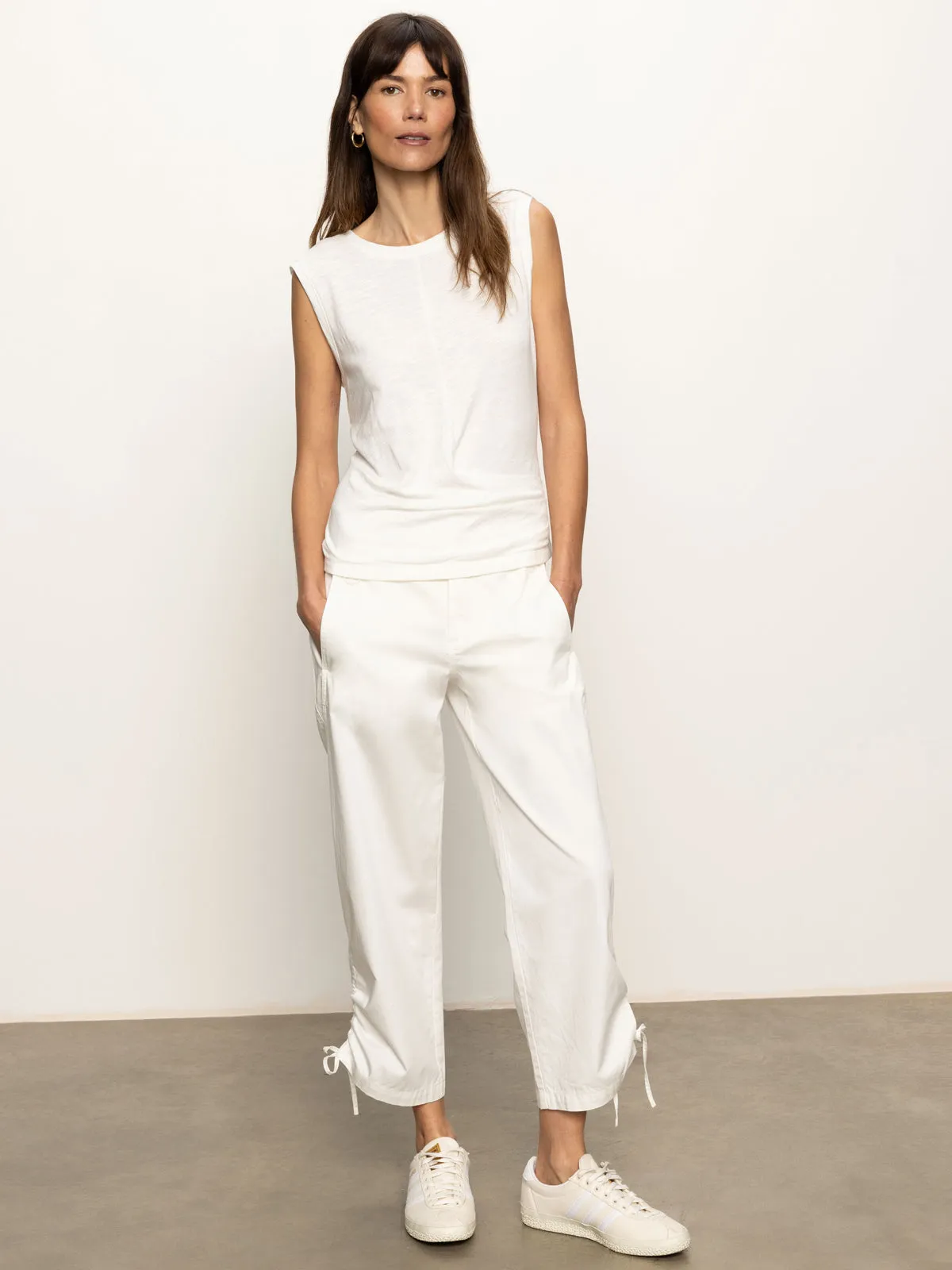Utility High Rise Capri Pant Bleached White Soft Brush Lining All Day Wear