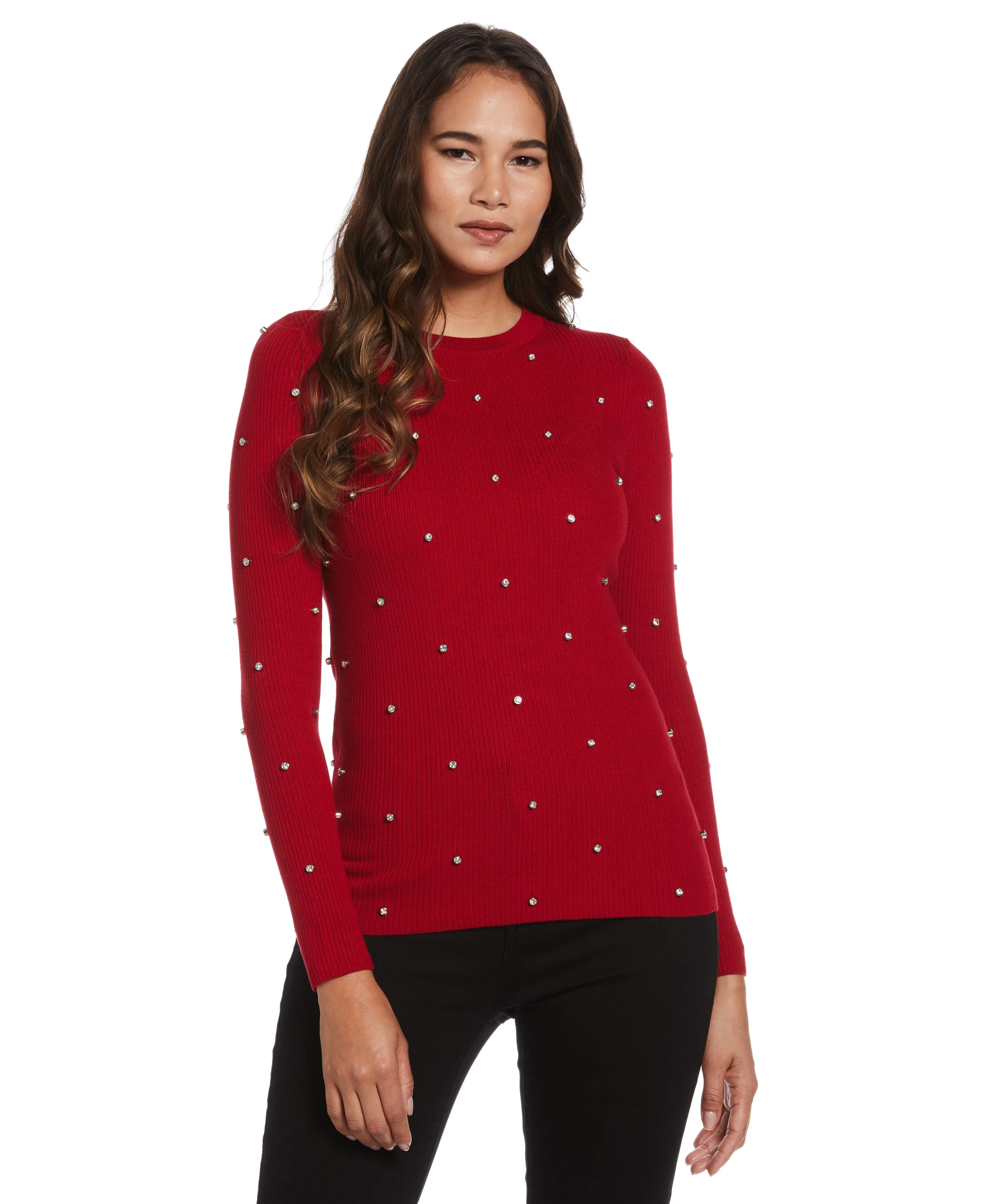 Natural Fiber Blend Embellished Sweater