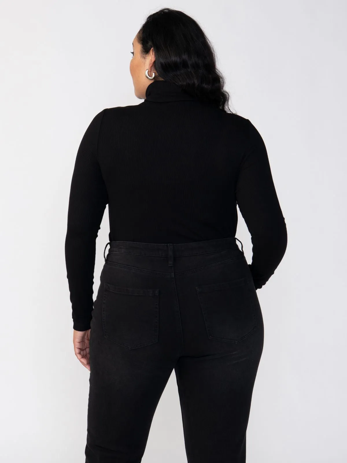 Essential Turtleneck Top Black Extended Sizing FlexibleLayeredConstruction