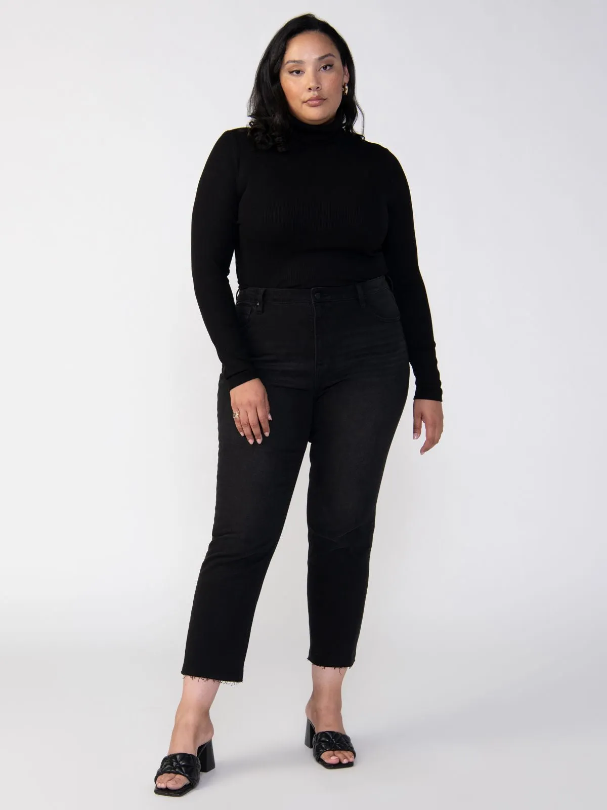Essential Turtleneck Top Black Extended Sizing FadeResistant Treatment