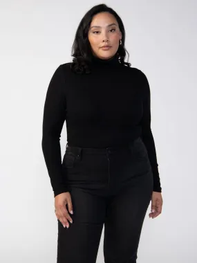 Essential Turtleneck Top Black Extended Sizing Ribbed collar