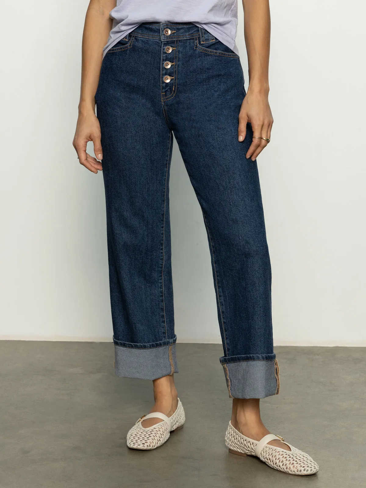 Formal Look All-Season Wear Luna Cuffed Standard Rise Jeans Solstice