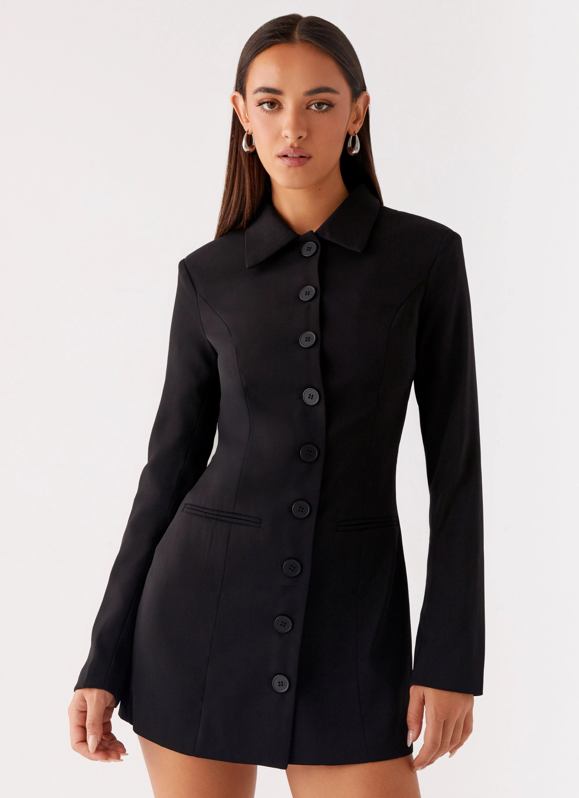 Soft Curve Rooftop-Event Memphis Blazer Mini Dress - Black