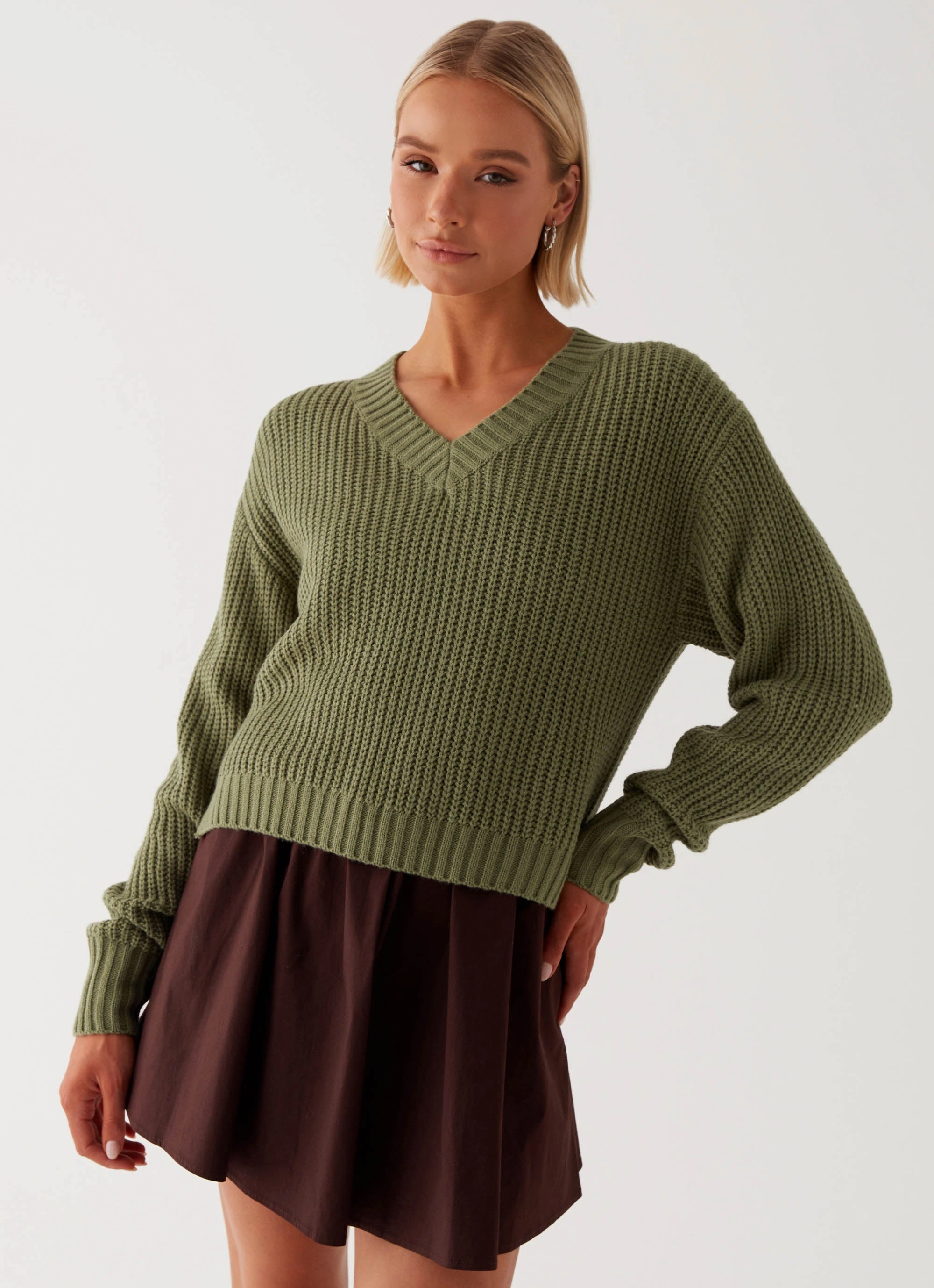 Jenson Sweater - Khaki Zippered Closures
