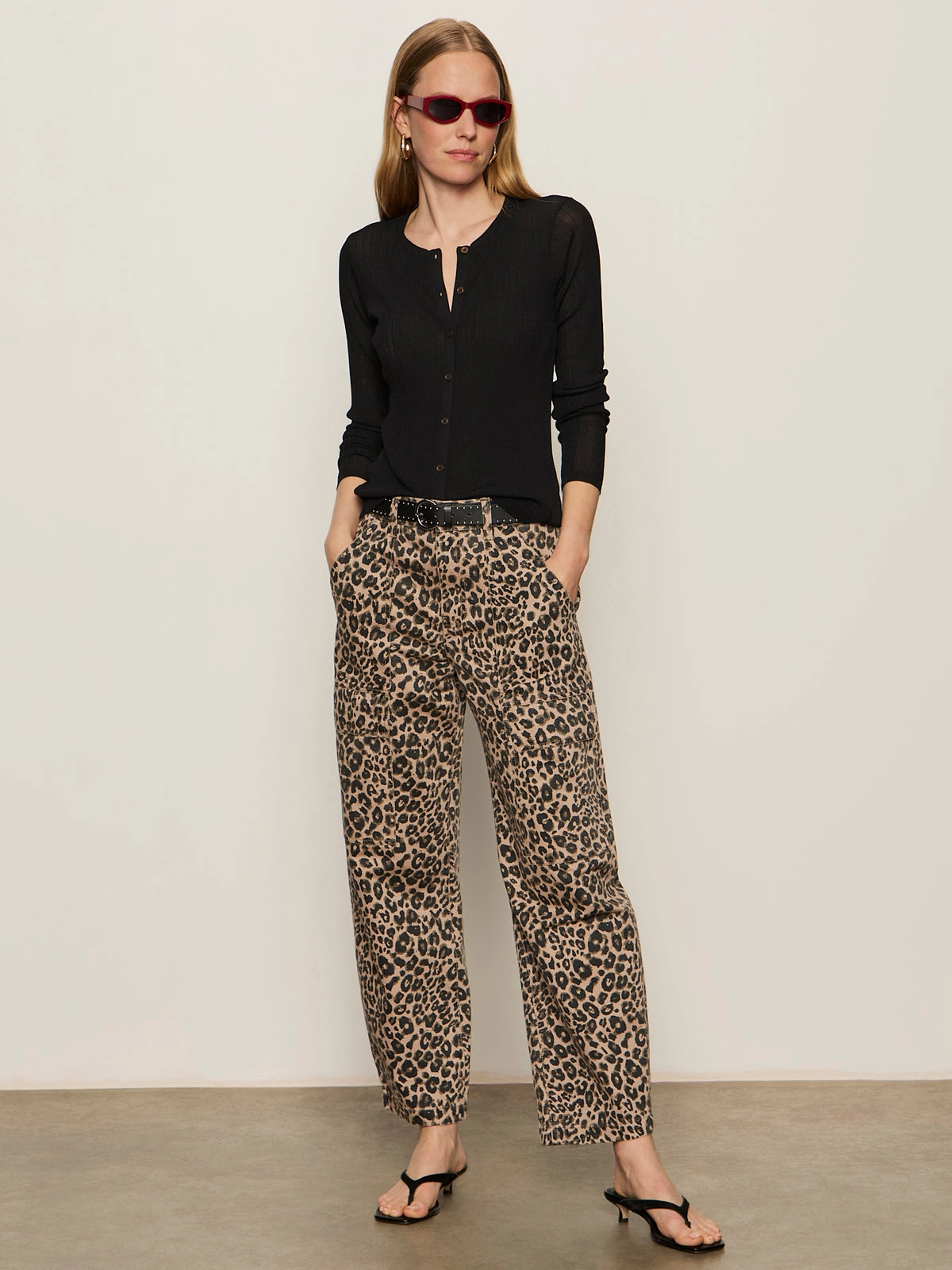 Flatlock Stitching Technique Lightweight Ribbed Cardi Black