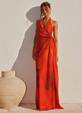 So Chic Maxi Dress - Scarlet Blur Day Love Earth-Tone