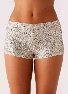 Maelis Low Rise Sequin Mini Shorts - Silver Performance Comfort Casual Comfort Layers