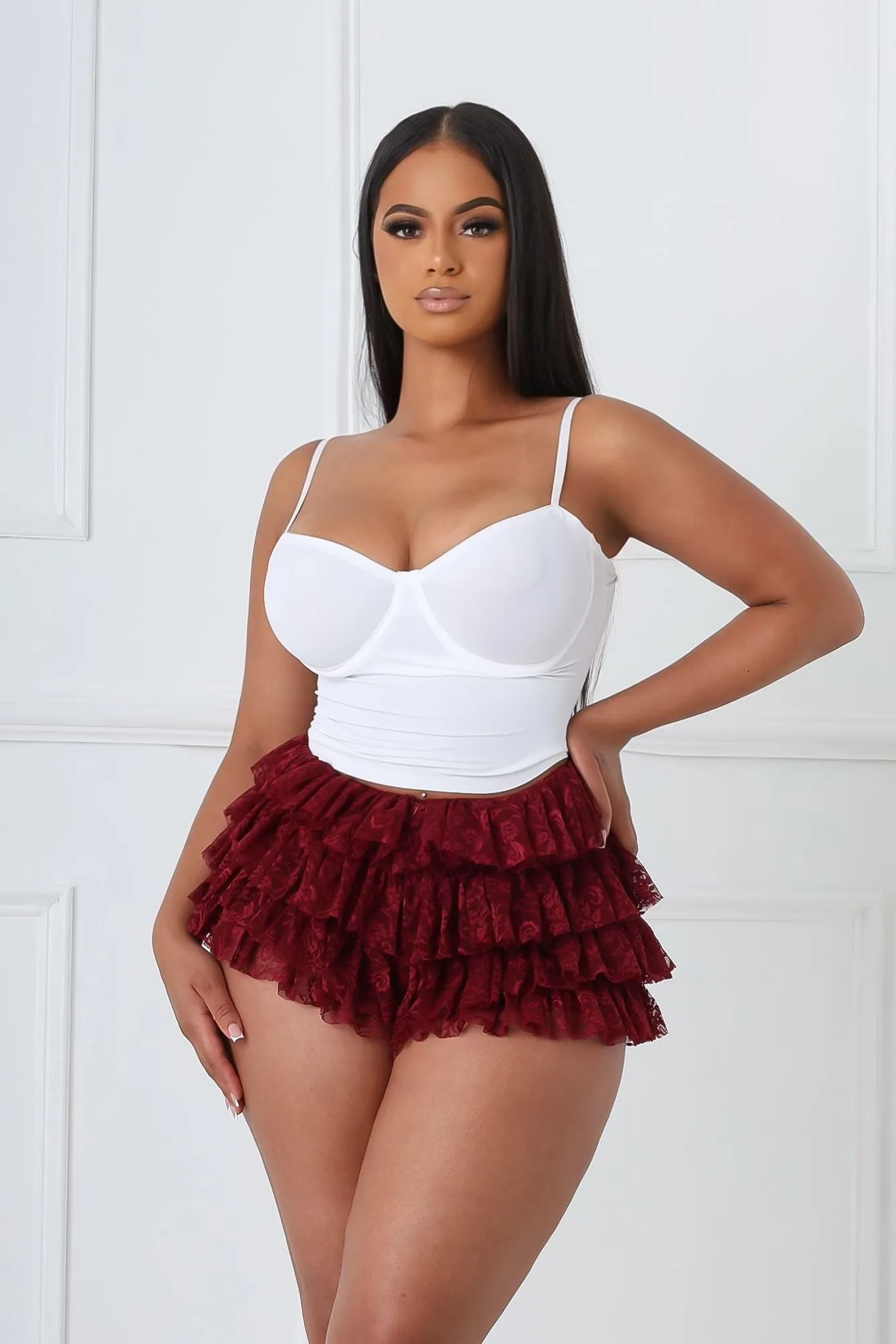 Thermal Regulating Fabric Abrasion Dispersing Weave Like A Doll Ruffled Layered Lace Skort