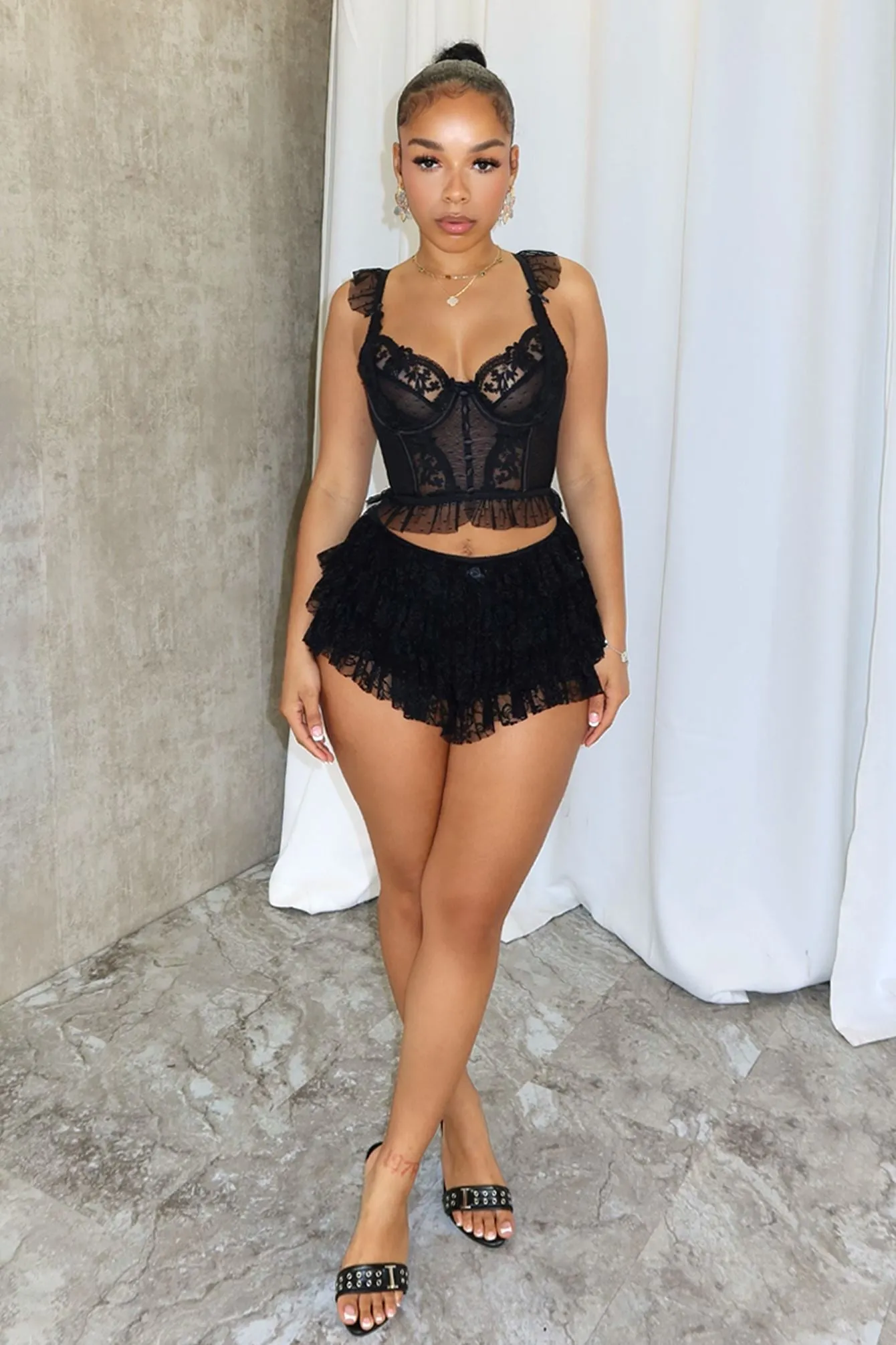 Like A Doll Ruffled Layered Lace Skort Fashion Forward Reinforced Stitching