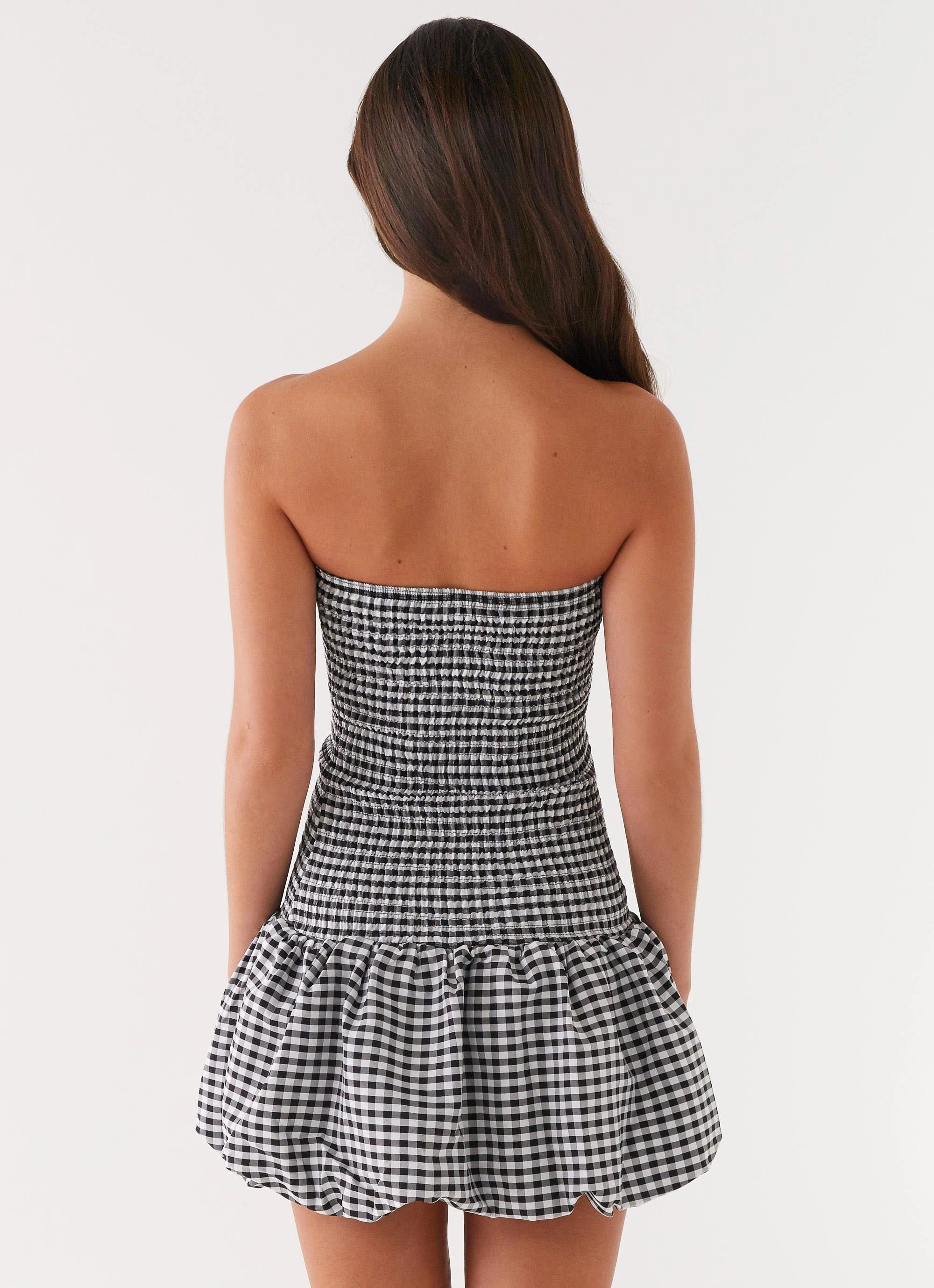 Martell Mini Dress - Black Gingham Modern and Feminine relaxed elegance